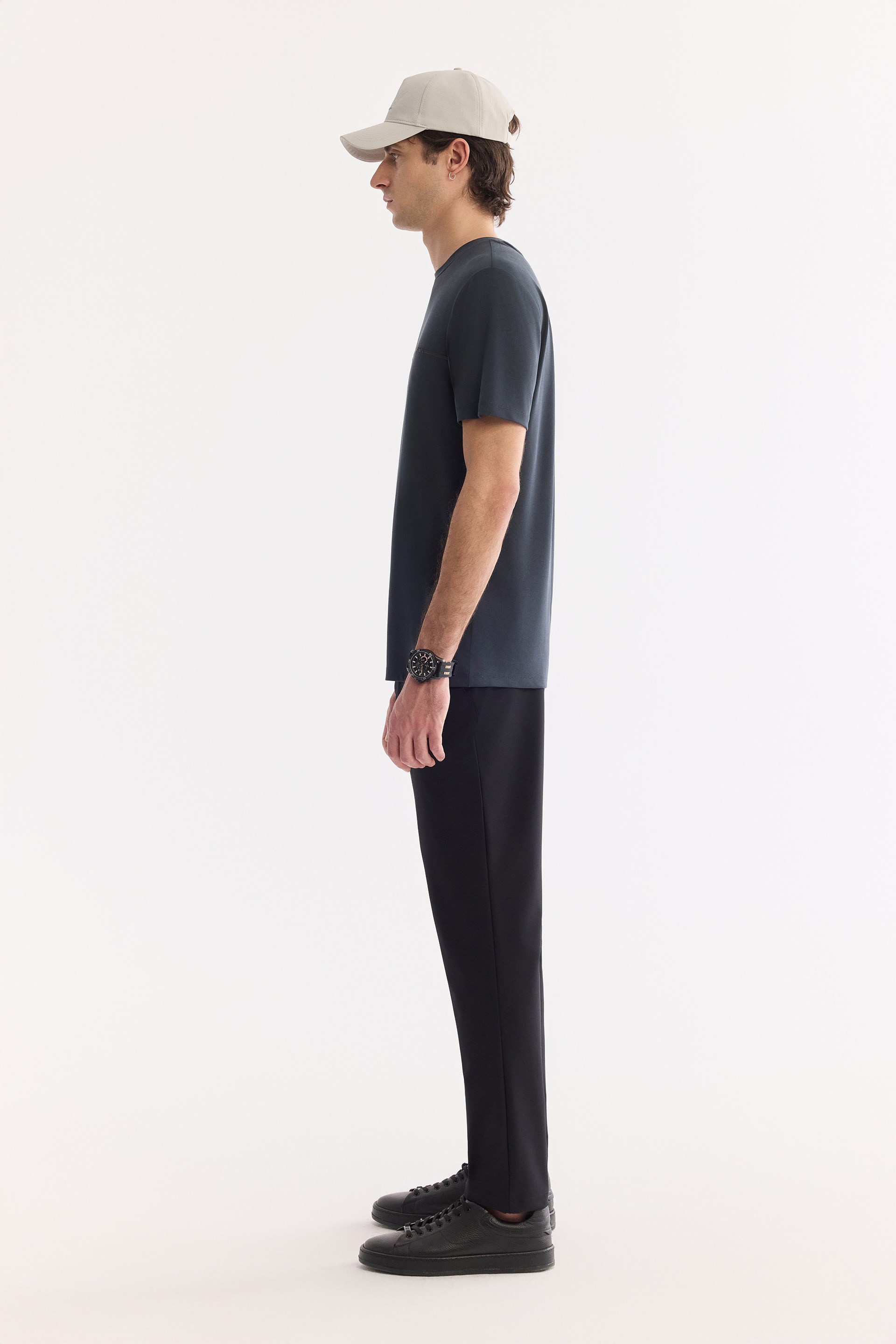 AVVA Antrasit Bisiklet Yaka Baskılı Soft Touch T-Shirt görsel 3