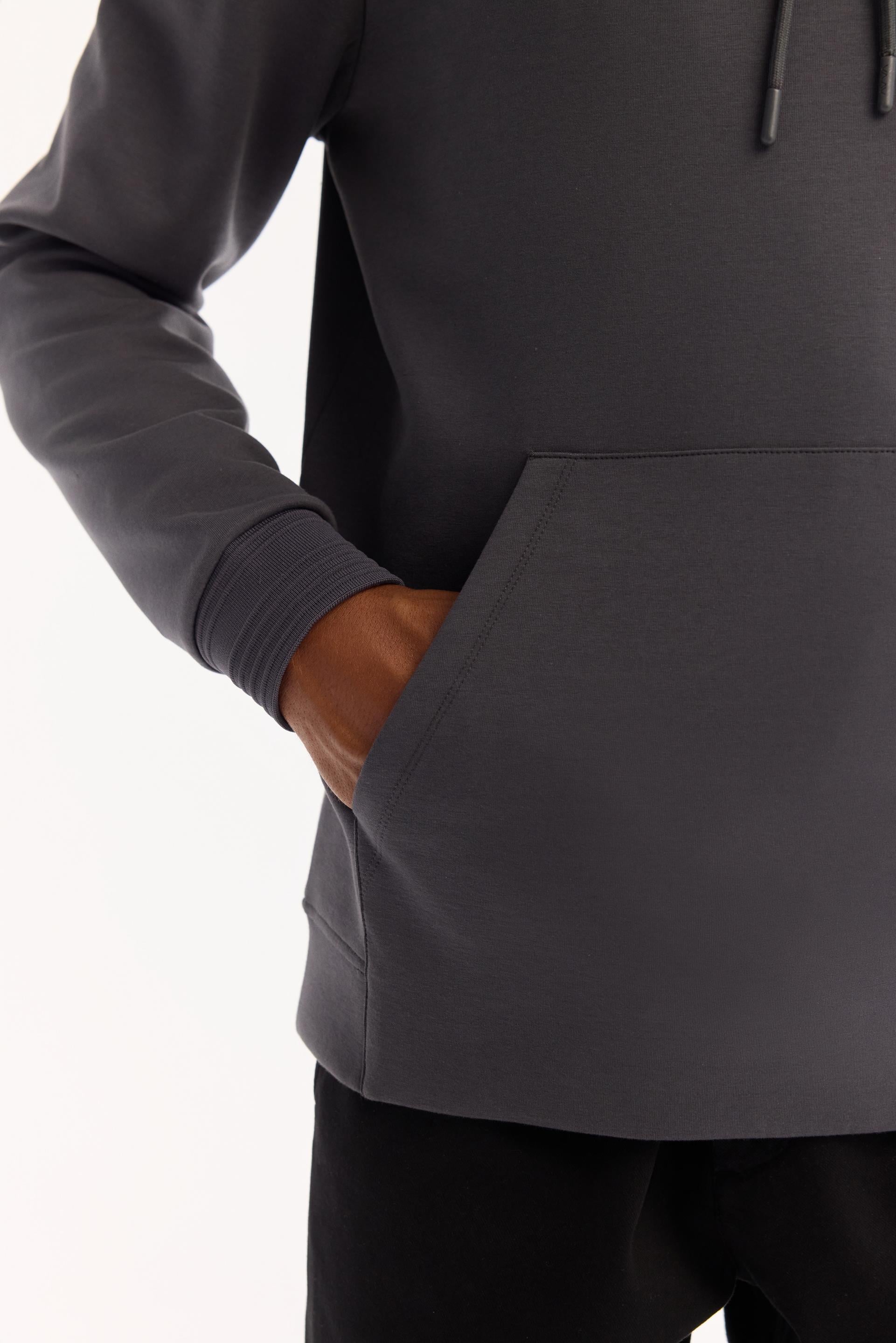 AVVA Antrasit Kapüşonlu Kolay Ütülenen Bi-Stretch Sweatshirt görsel 5