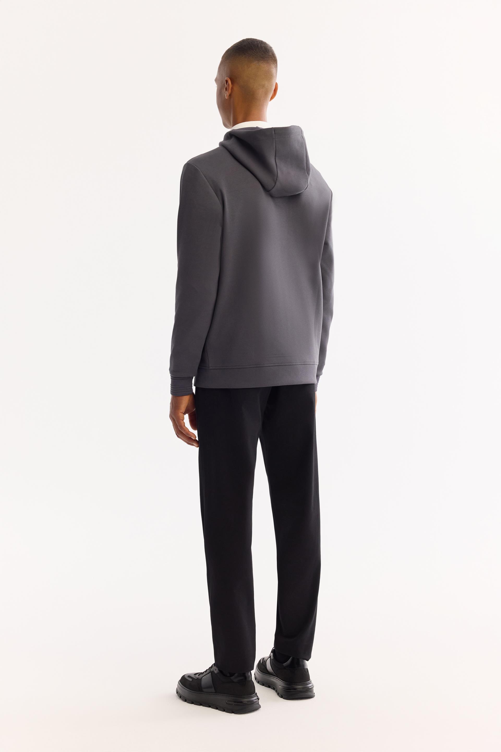 AVVA Antrasit Kapüşonlu Kolay Ütülenen Bi-Stretch Sweatshirt görsel 4