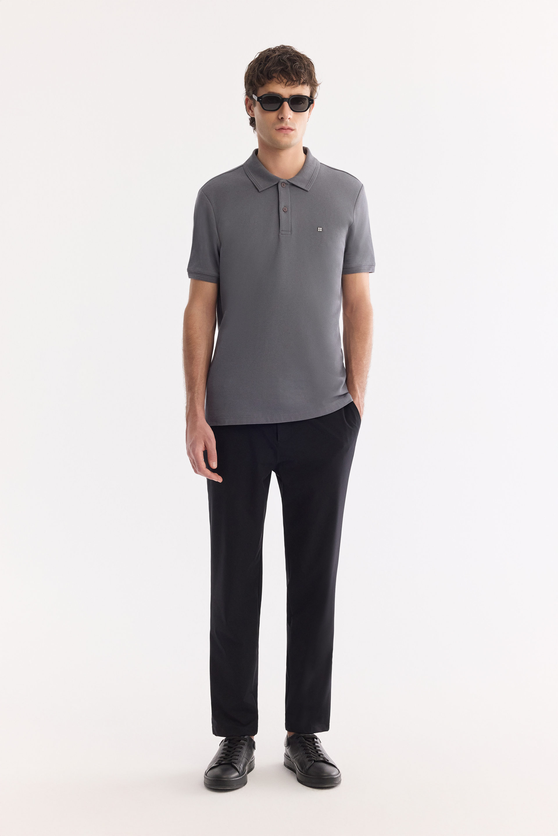AVVA Antrasit Kıvrılmaz Polo Yaka %100 Pamuk Basic T-Shirt görsel 5