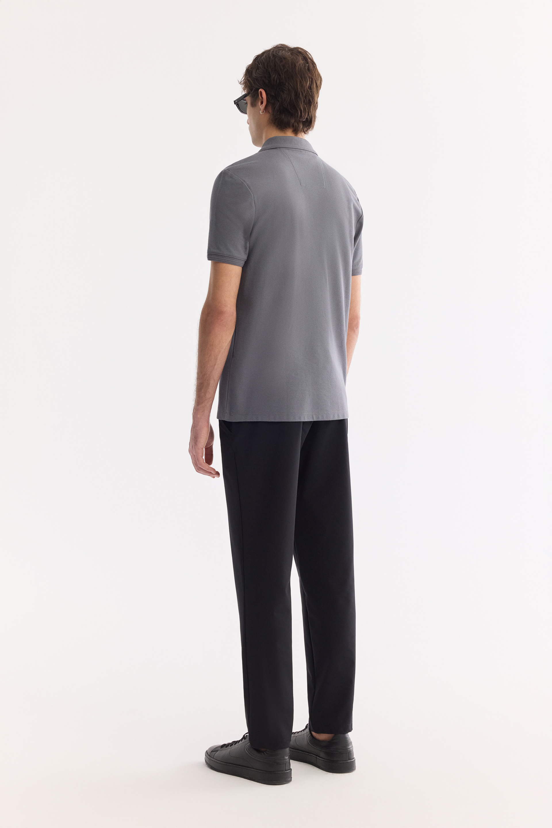 AVVA Antrasit Kıvrılmaz Polo Yaka %100 Pamuk Basic T-Shirt görsel 4