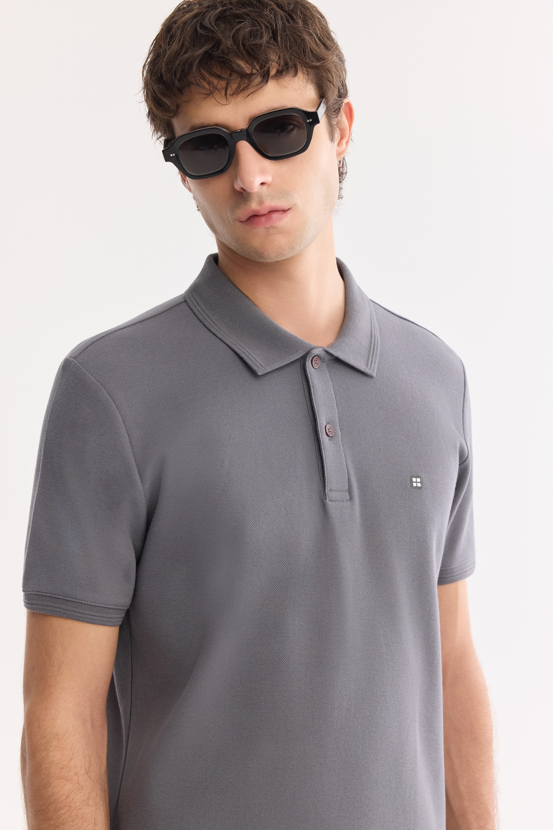 AVVA Antrasit Kıvrılmaz Polo Yaka %100 Pamuk Basic T-Shirt görsel 2