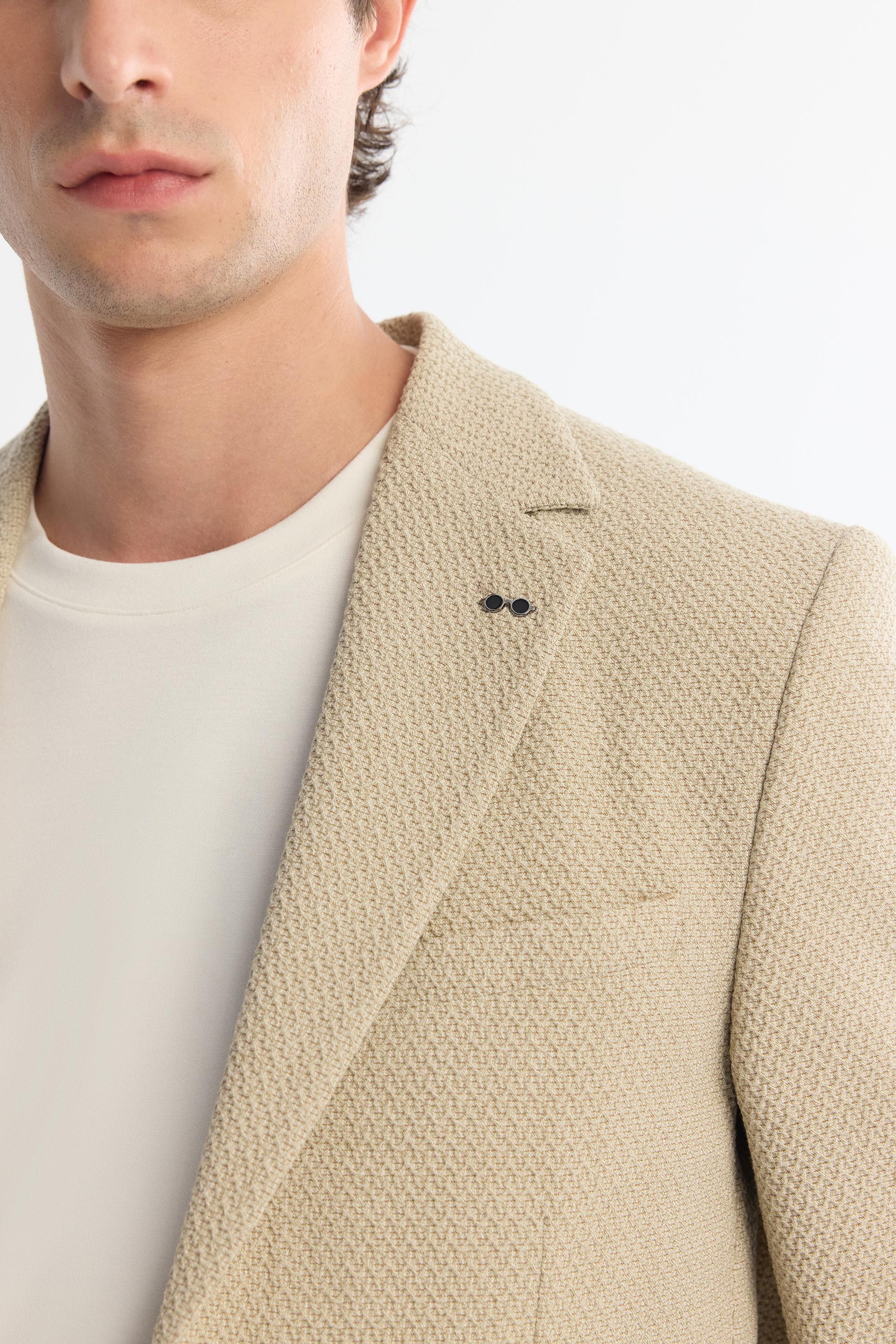 Bej Mono Yaka Bi-Stretch Blazer Ceket