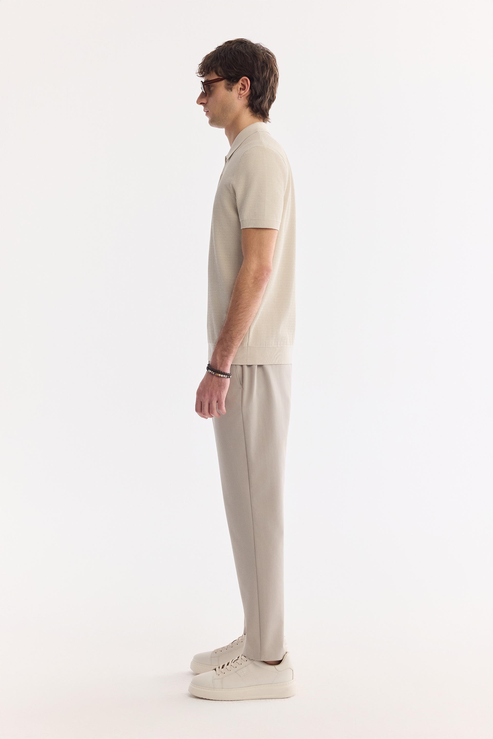 AVVA Bej Polo Yaka Soft Touch Triko T-Shirt görsel 3