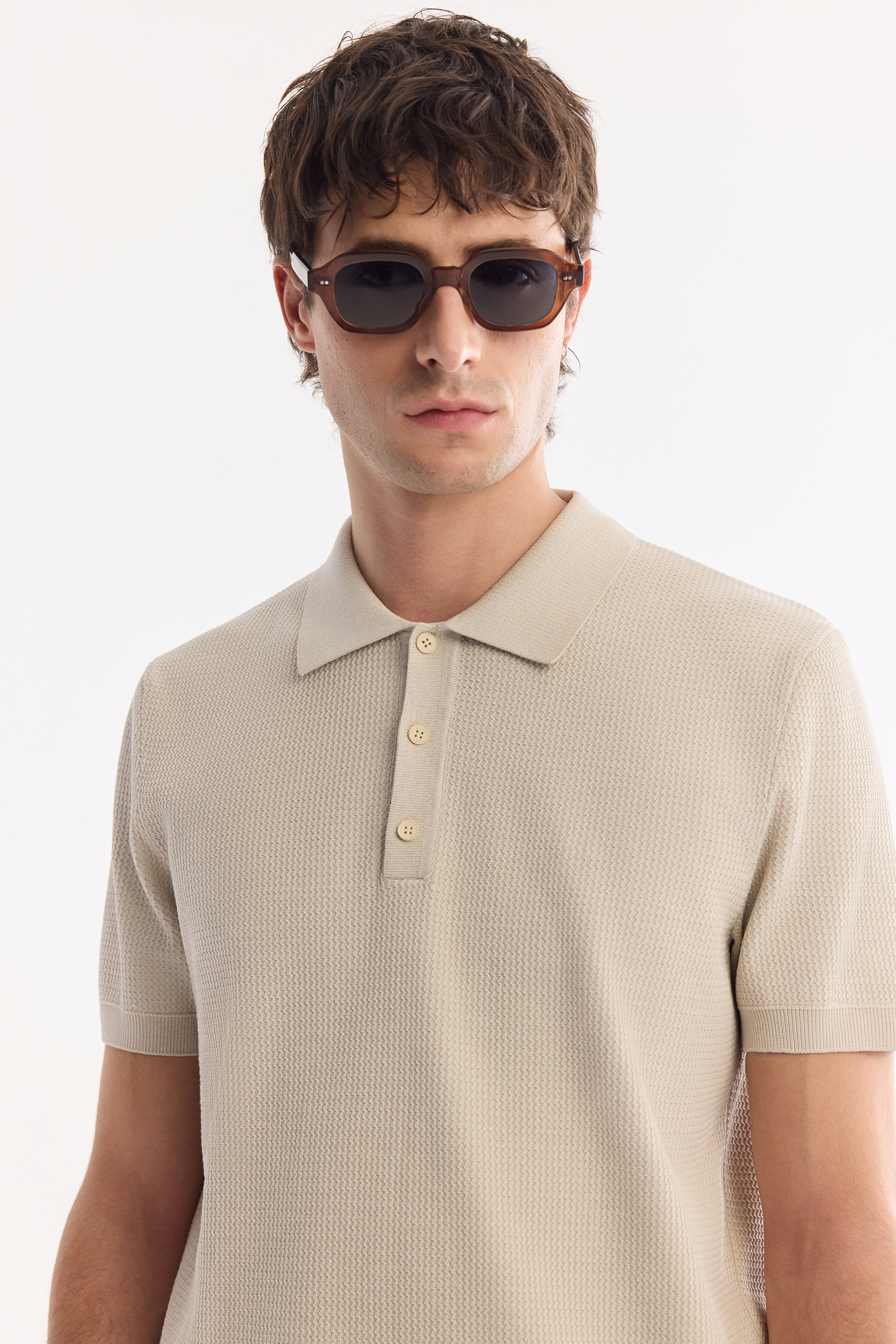 AVVA Bej Polo Yaka Soft Touch Triko T-Shirt görsel 2