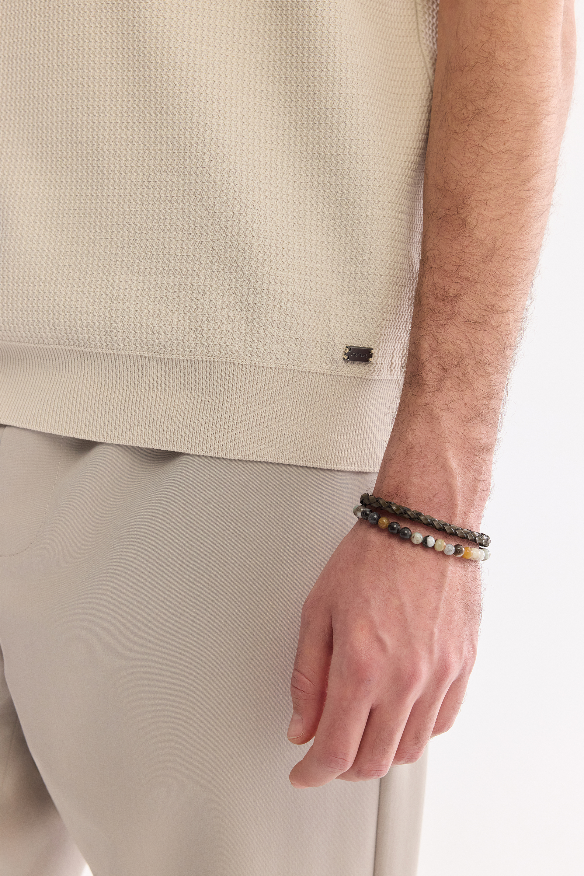 AVVA Bej Polo Yaka Soft Touch Triko T-Shirt görsel 5