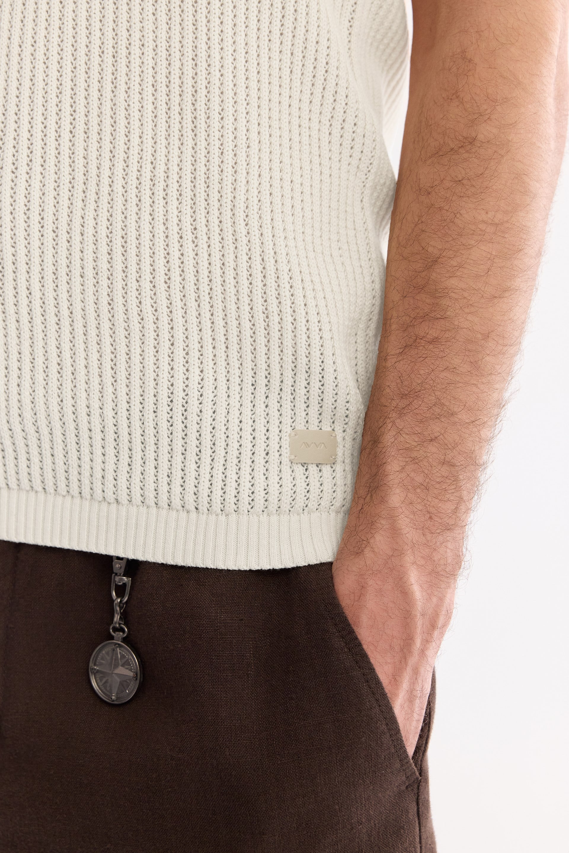 AVVA Bej Polo Yaka Soft Touch Triko T-Shirt görsel 5