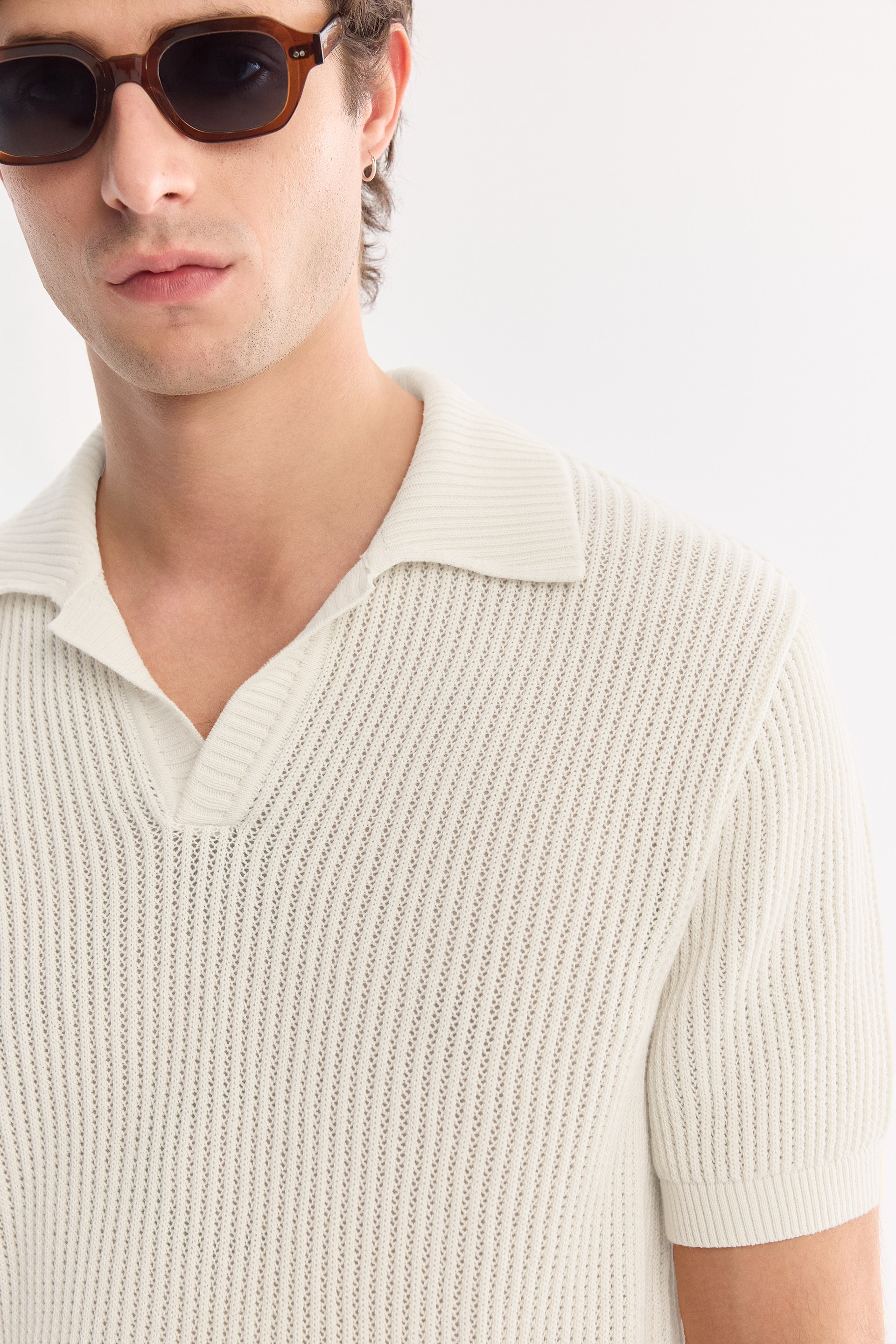 AVVA Bej Polo Yaka Soft Touch Triko T-Shirt görsel 2