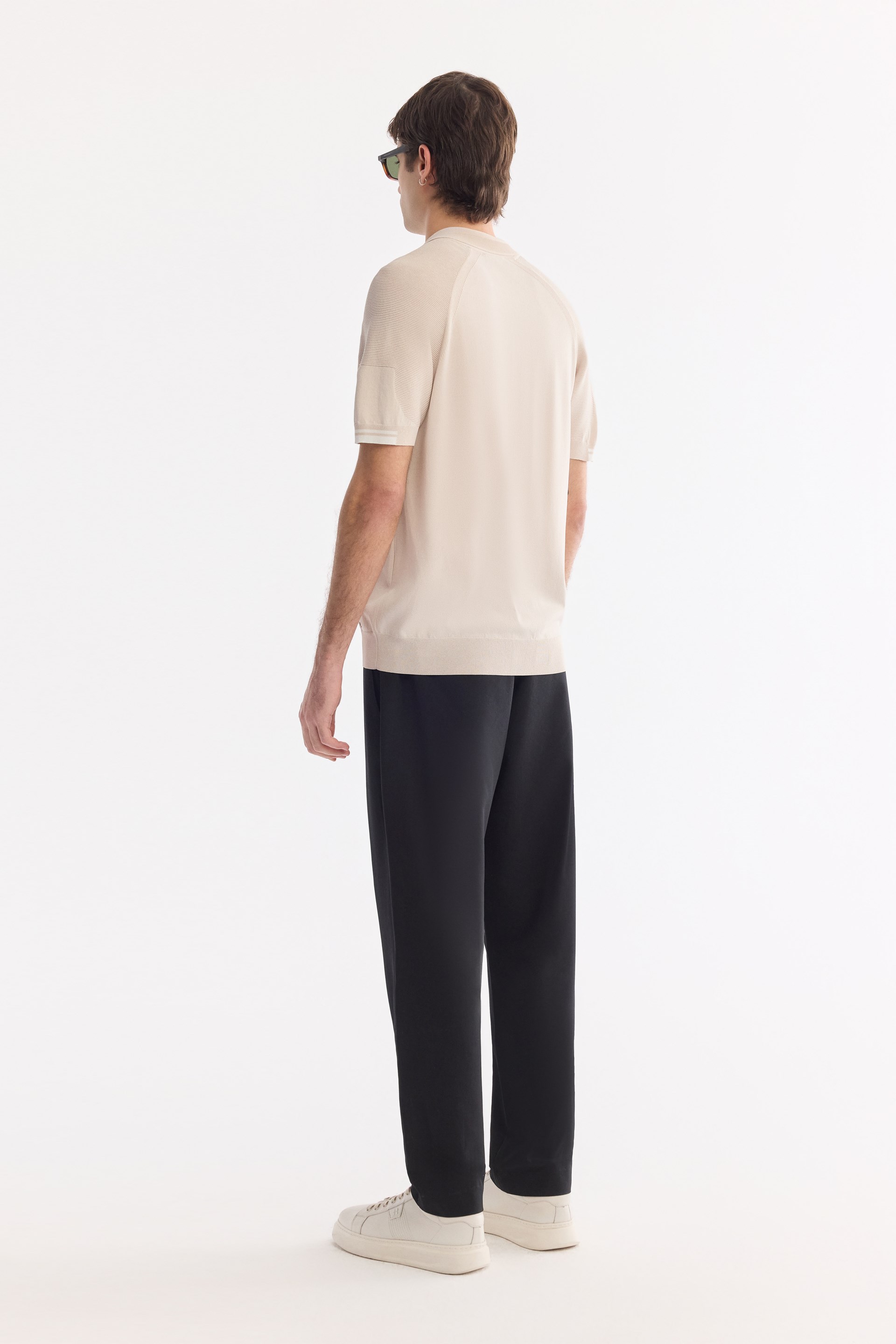 AVVA Bej Polo Yaka Fermuarlı Rayon Karışımlı Triko T-Shirt görsel 4