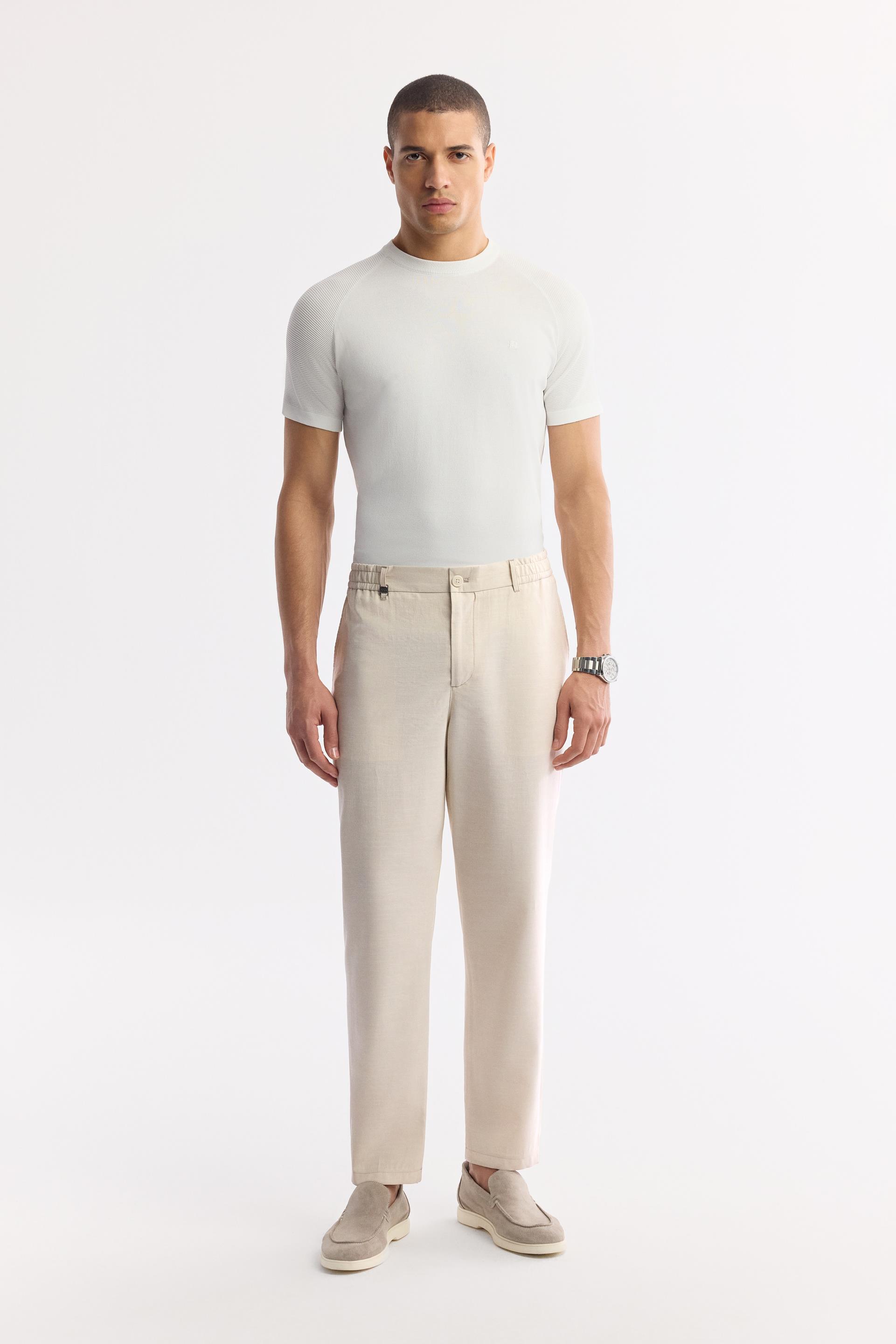 AVVA Bej Yandan Cepli Beli Lastikli Soft Touch Pantolon