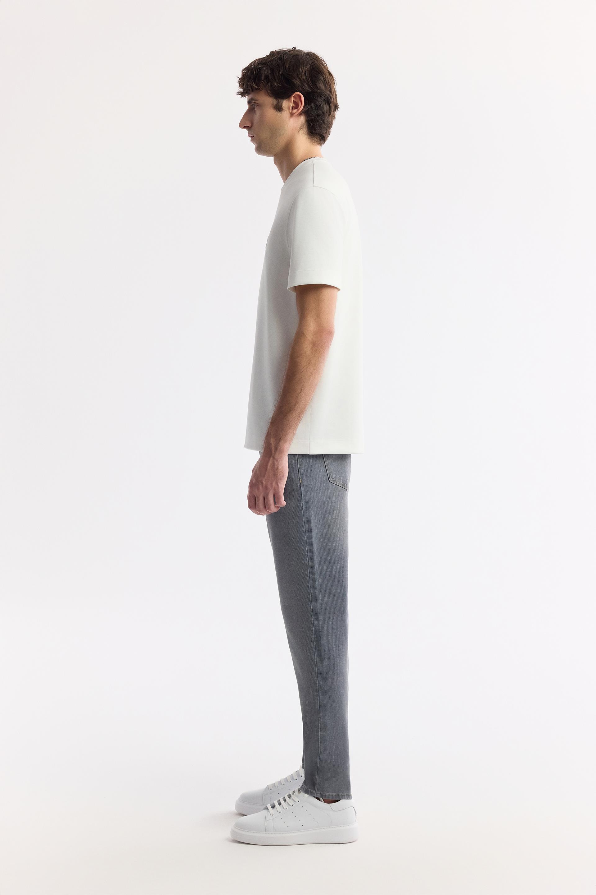 AVVA Beyaz Bisiklet Yaka Baskılı Bi-Stretch İnterlok T-Shirt görsel 3