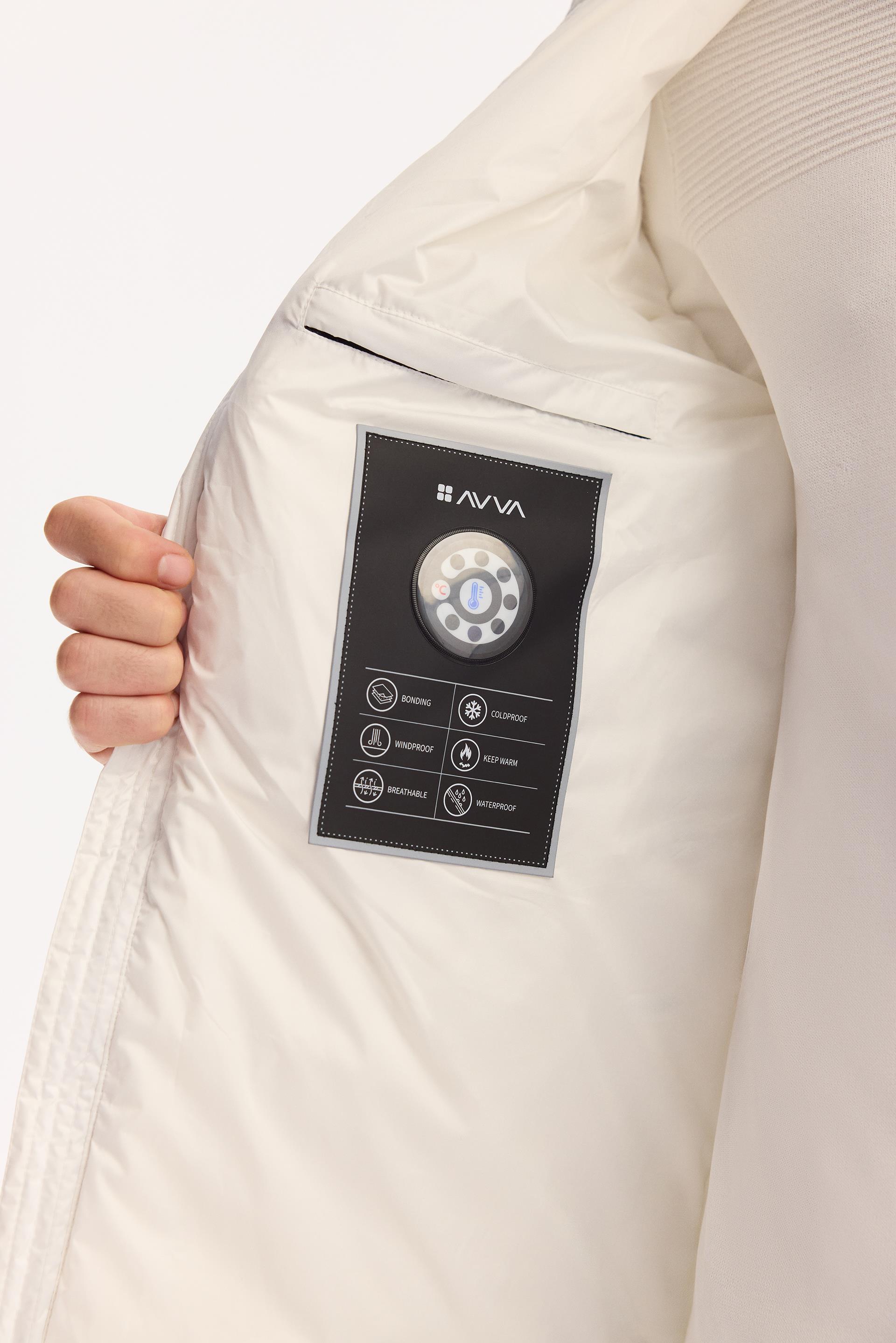 Beyaz Dik Yaka Su İtici Rüzgar Geçirmez Şişme Mont