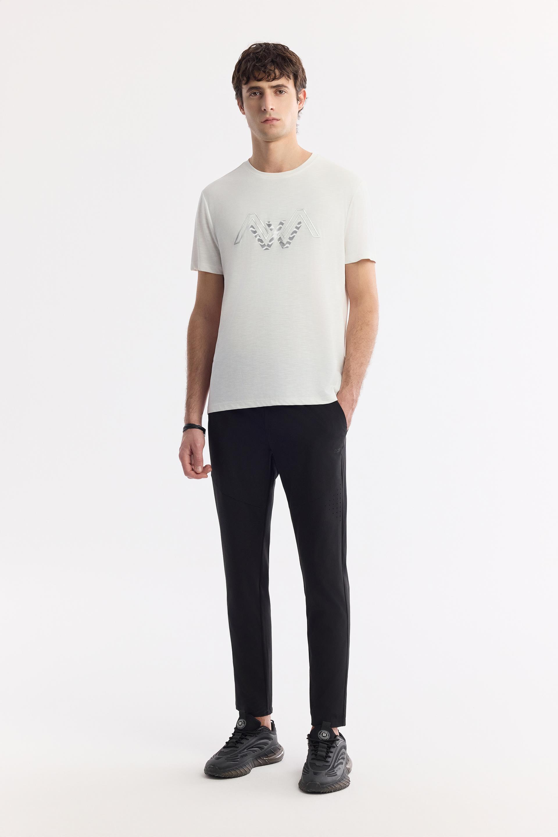 AVVA Ekru Bisiklet Yaka Baskılı Soft Touch T-Shirt görsel 5