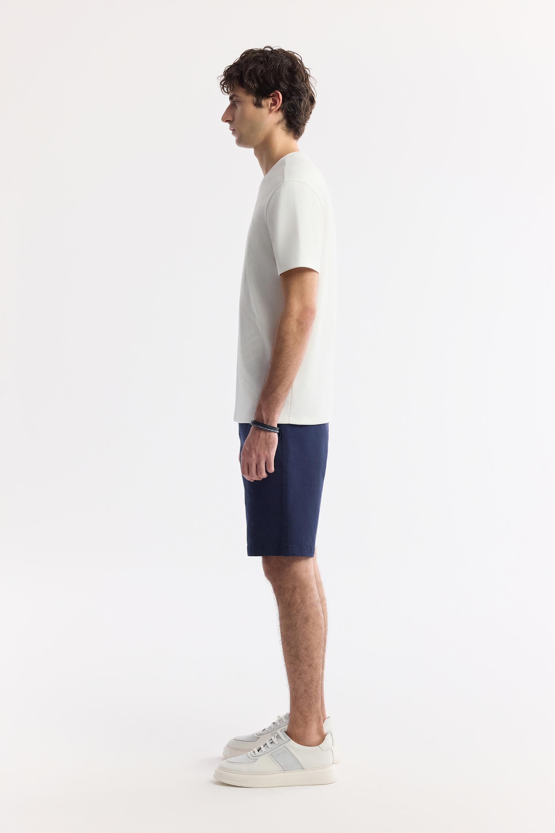 AVVA Ekru Bisiklet Yaka Baskılı Bi-Stretch İnterlok T-Shirt görsel 3