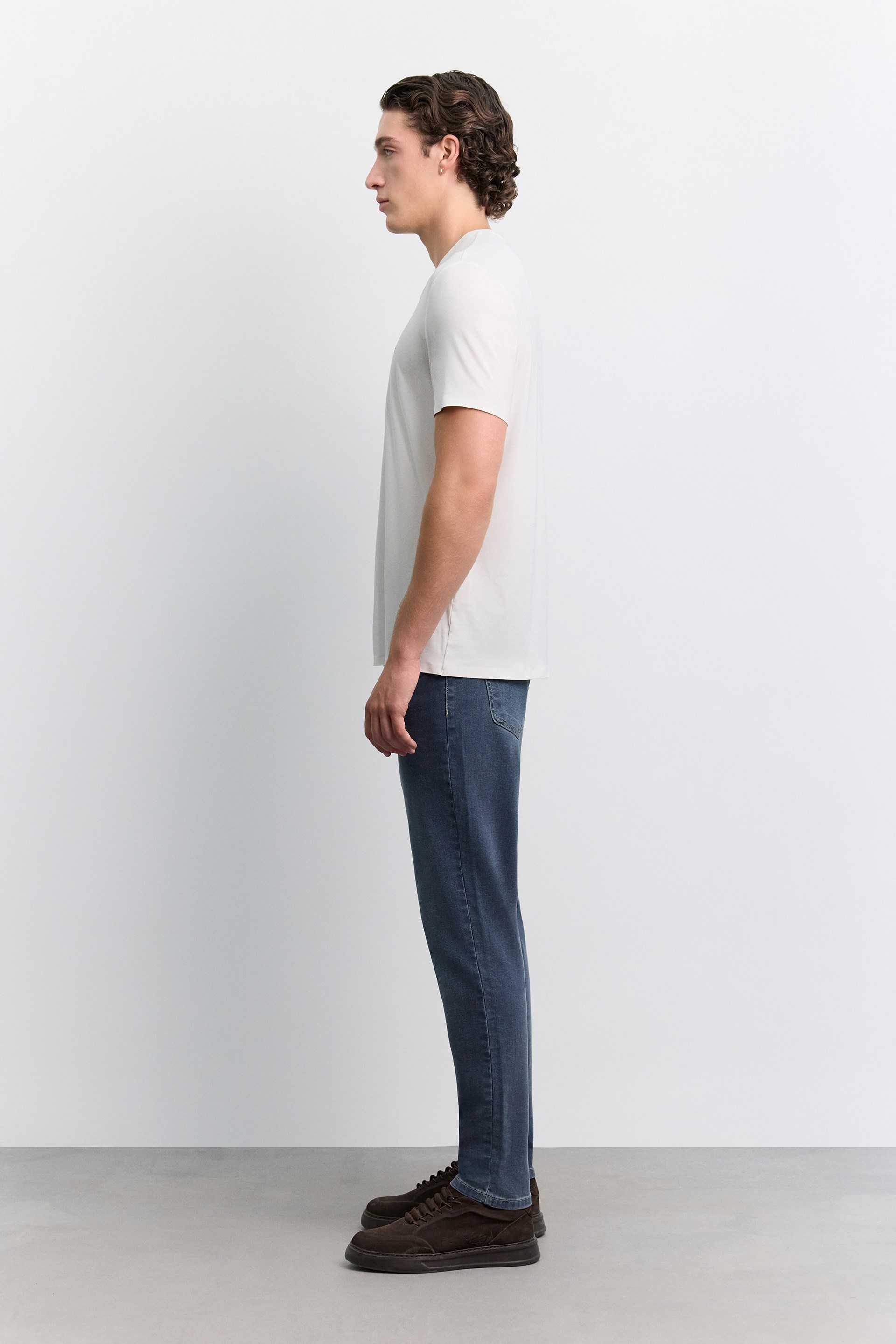 AVVA Ekru Bisiklet Yaka Soft Touch Basic T-Shirt görsel 3