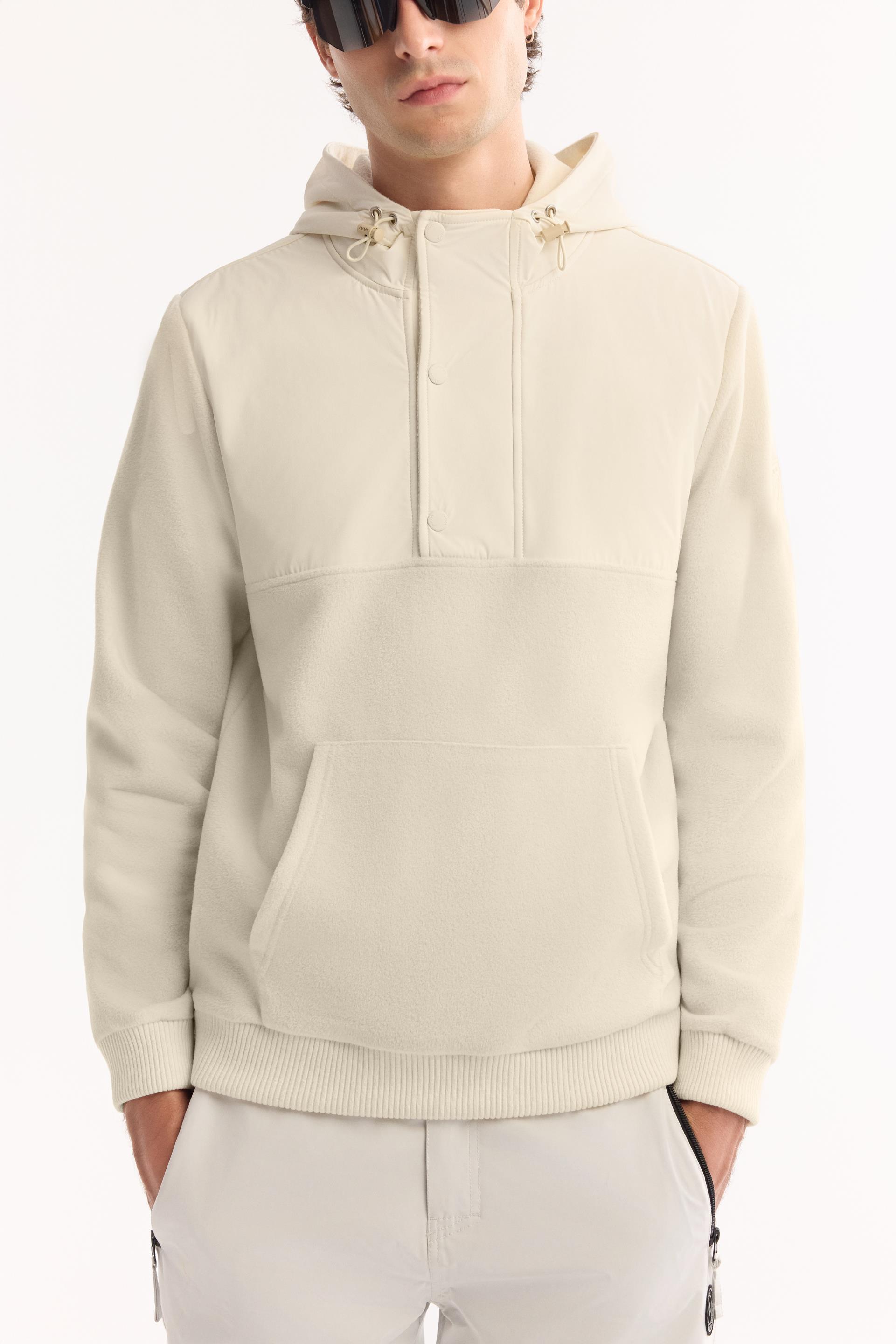 AVVA Ekru Kapüşonlu Soft Touch Polar Sweatshirt görsel 2