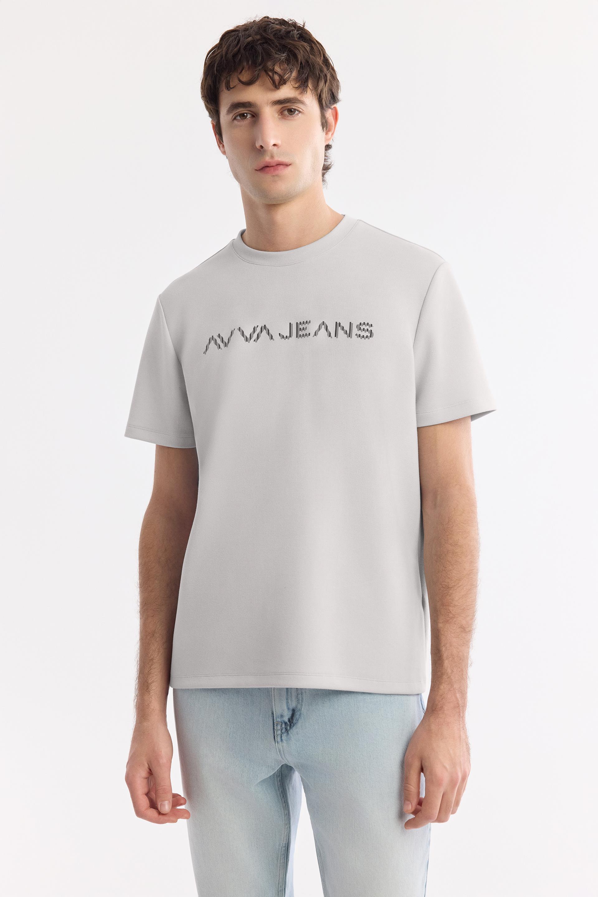 AVVA Gri Bisiklet Yaka Reflektörlü Bi-Stretch İnterlok T-Shirt görsel 5