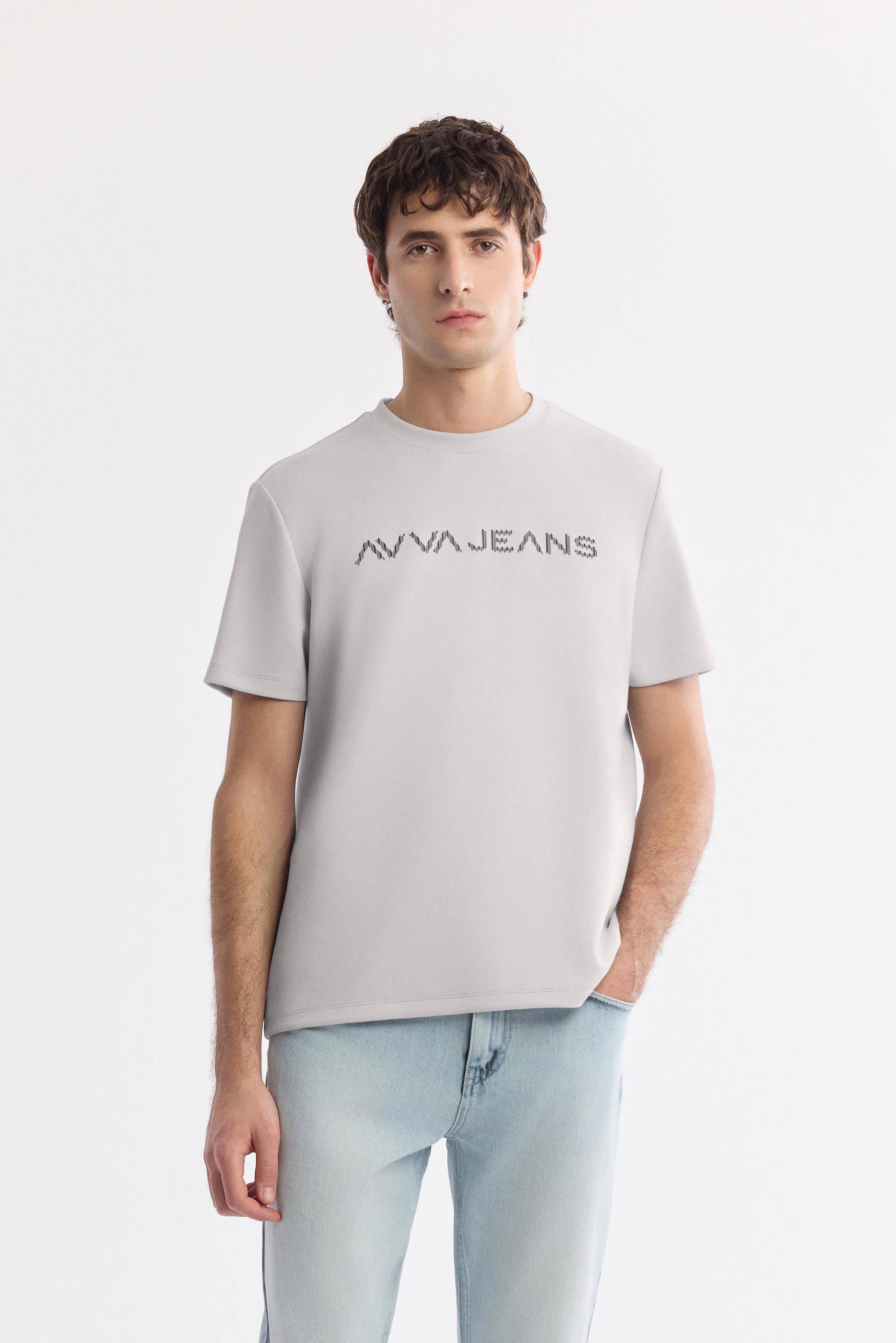 AVVA Gri Bisiklet Yaka Reflektörlü Bi-Stretch İnterlok T-Shirt