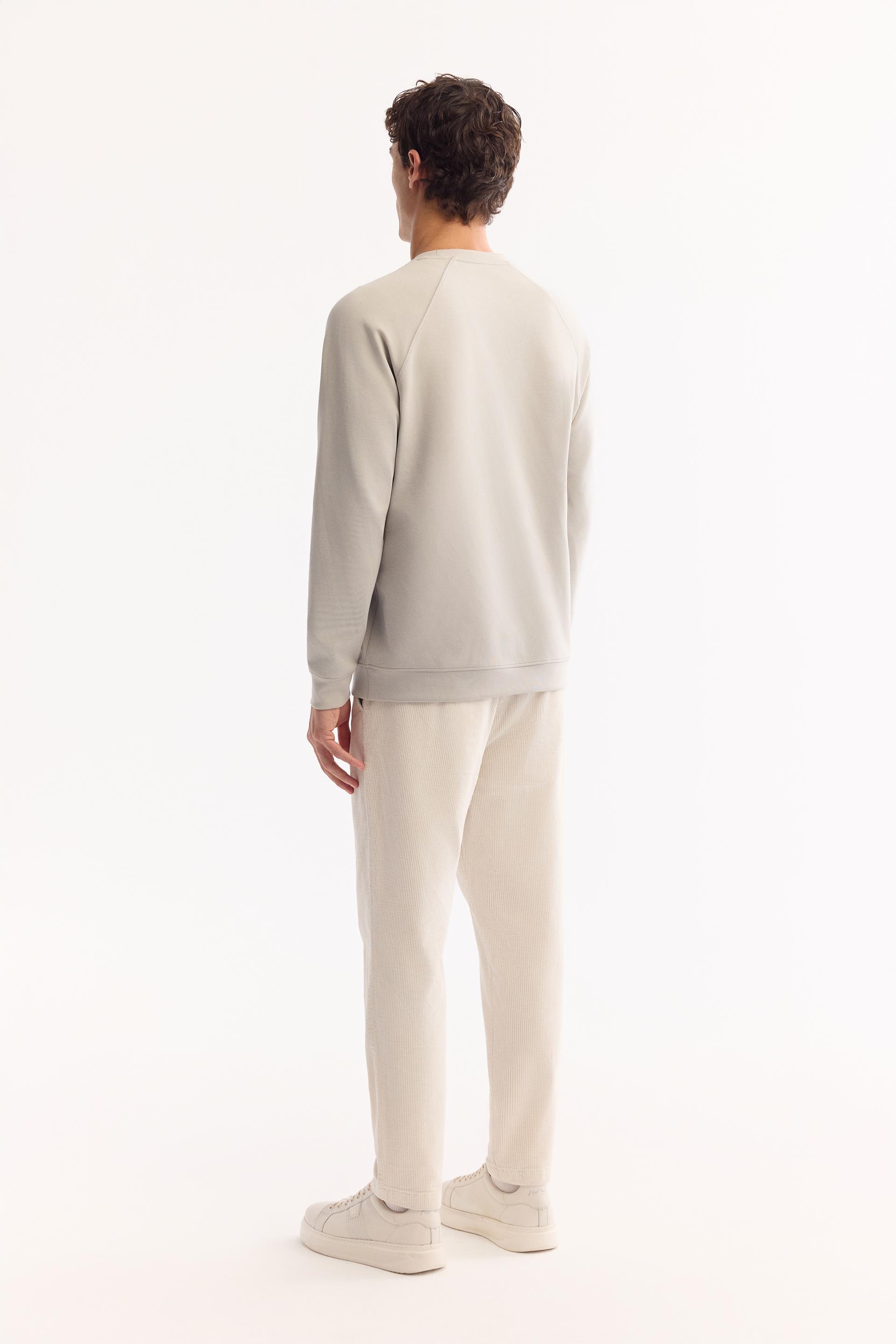AVVA Gri Bisiklet Yaka Kolay Ütülenen Bi-Stretch Baskılı Sweatshirt görsel 4