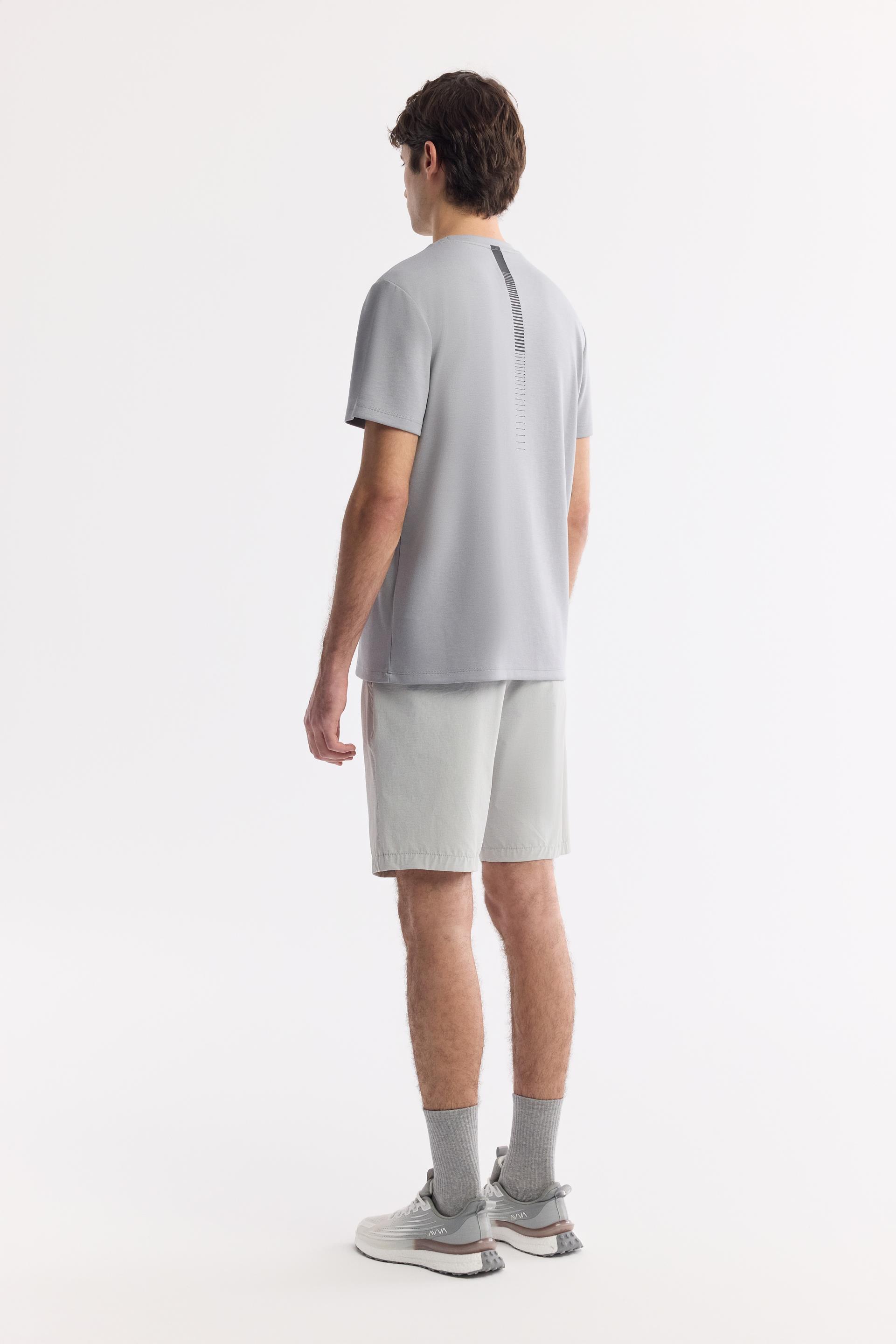 AVVA Gri Bisiklet Yaka Bi-Stretch Kırışmaz Baskılı T-Shirt görsel 5