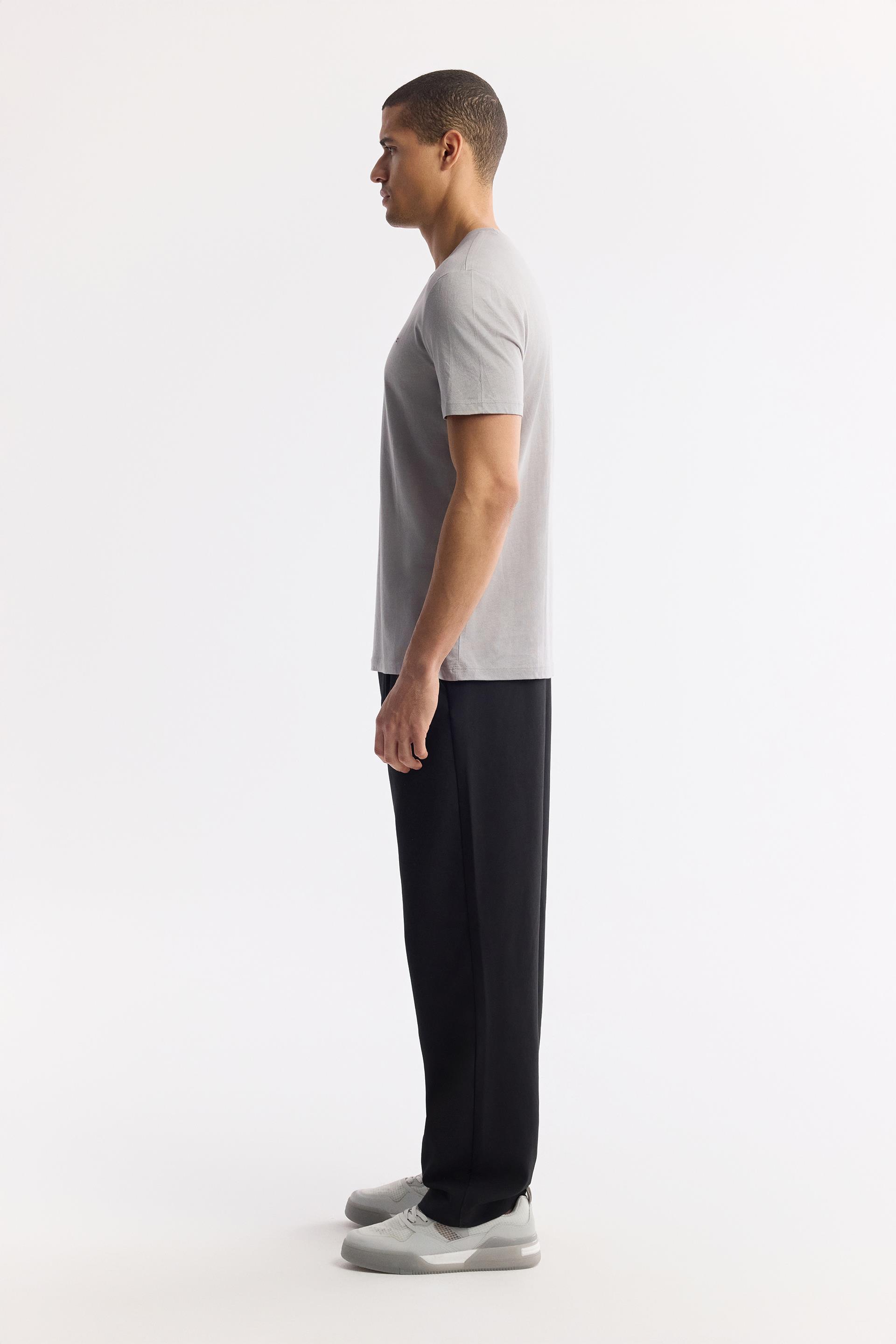AVVA Gri Bisiklet Yaka Soft Touch Basic T-Shirt görsel 3