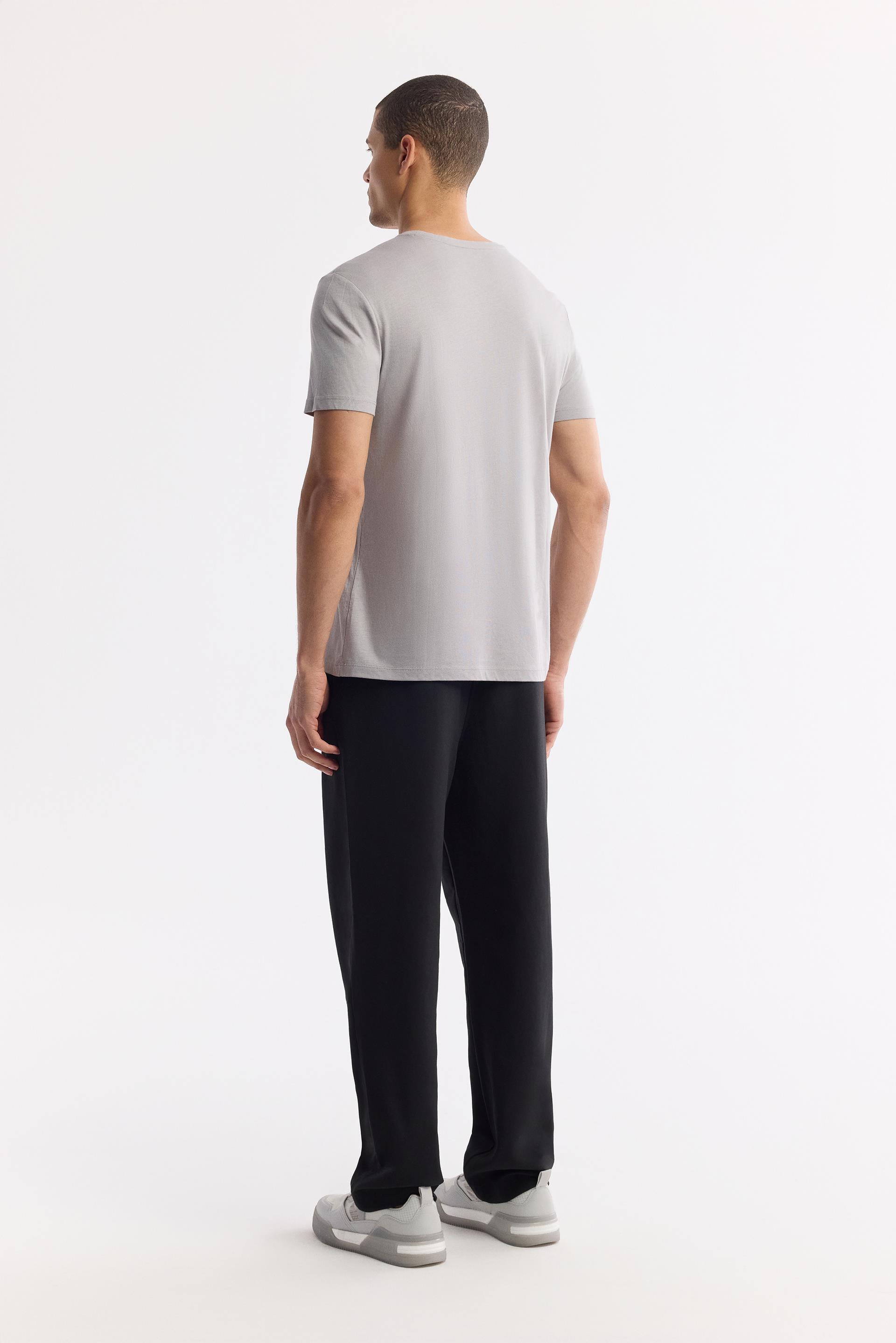 AVVA Gri Bisiklet Yaka Soft Touch Basic T-Shirt görsel 4