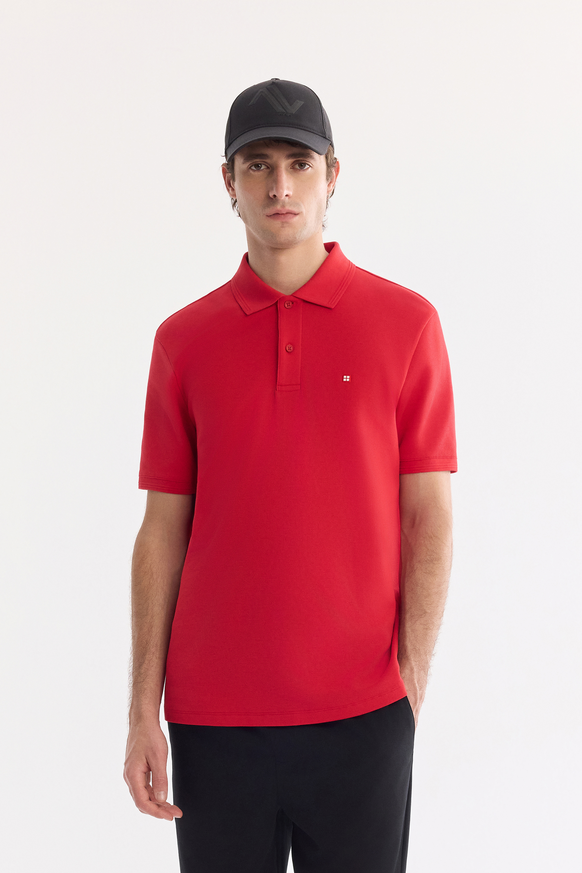 AVVA Kırmızı Kıvrılmaz Polo Yaka %100 Pamuk Basic T-Shirt