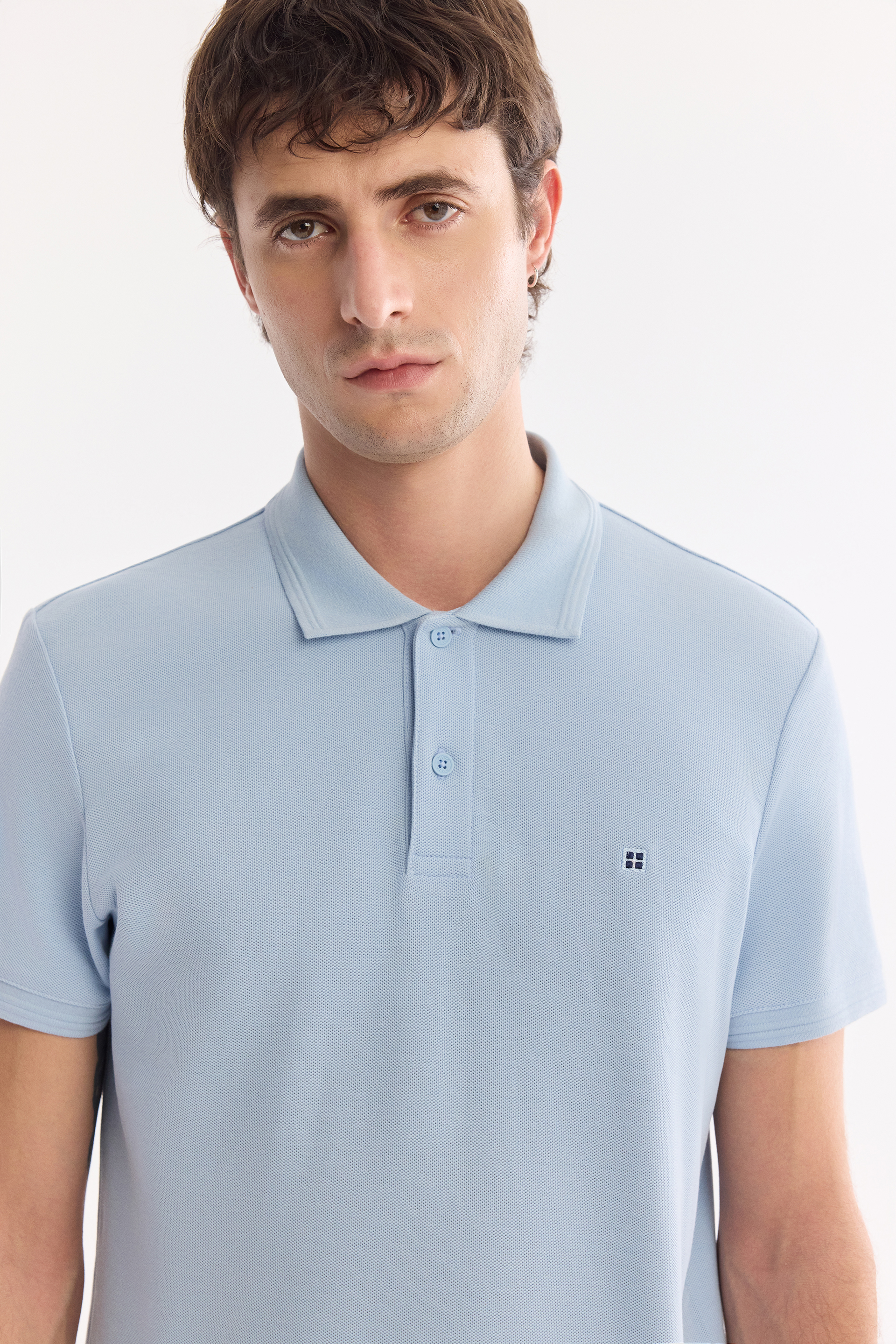 AVVA Mavi Kıvrılmaz Polo Yaka %100 Pamuk Basic T-Shirt görsel 2