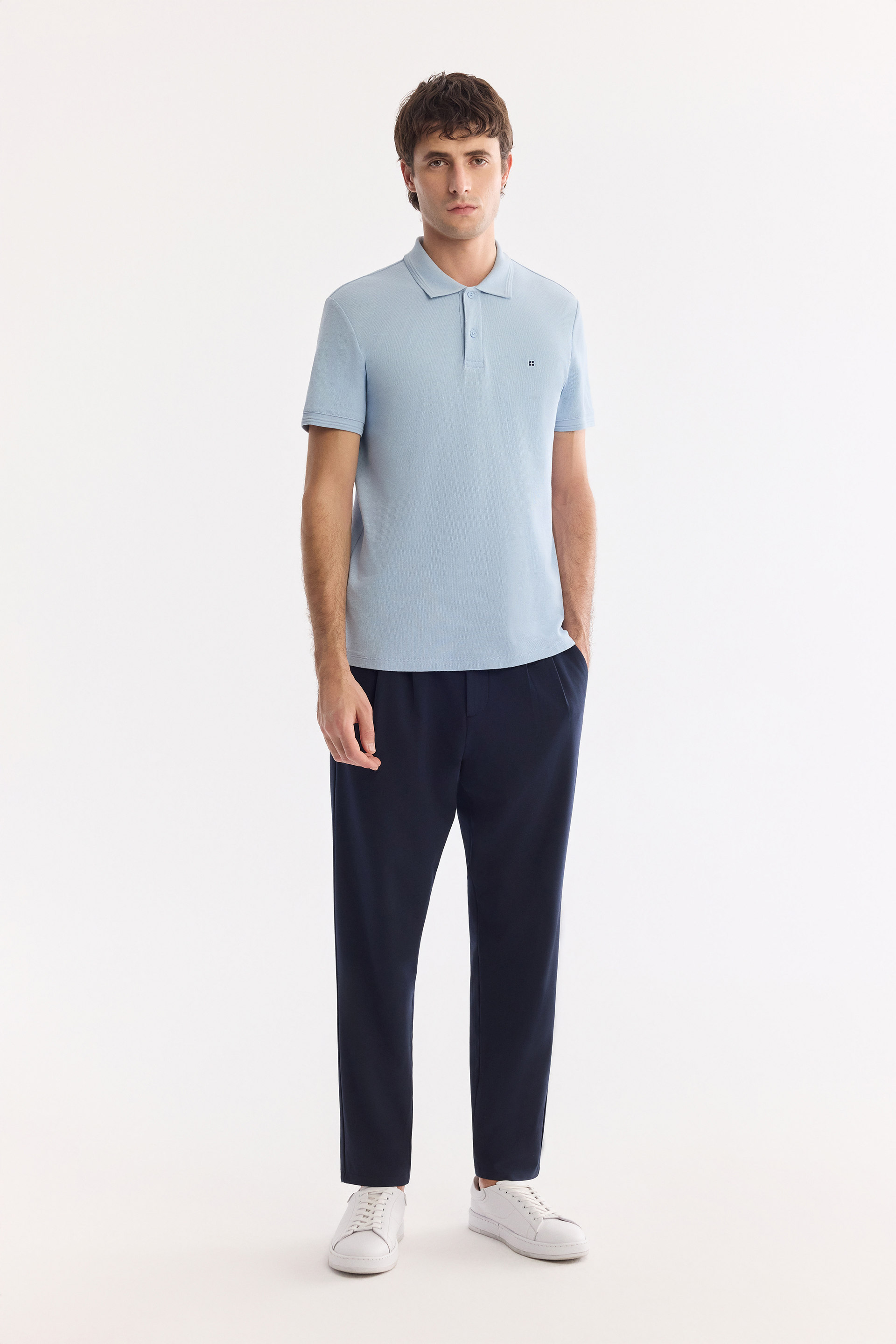 AVVA Mavi Kıvrılmaz Polo Yaka %100 Pamuk Basic T-Shirt görsel 5