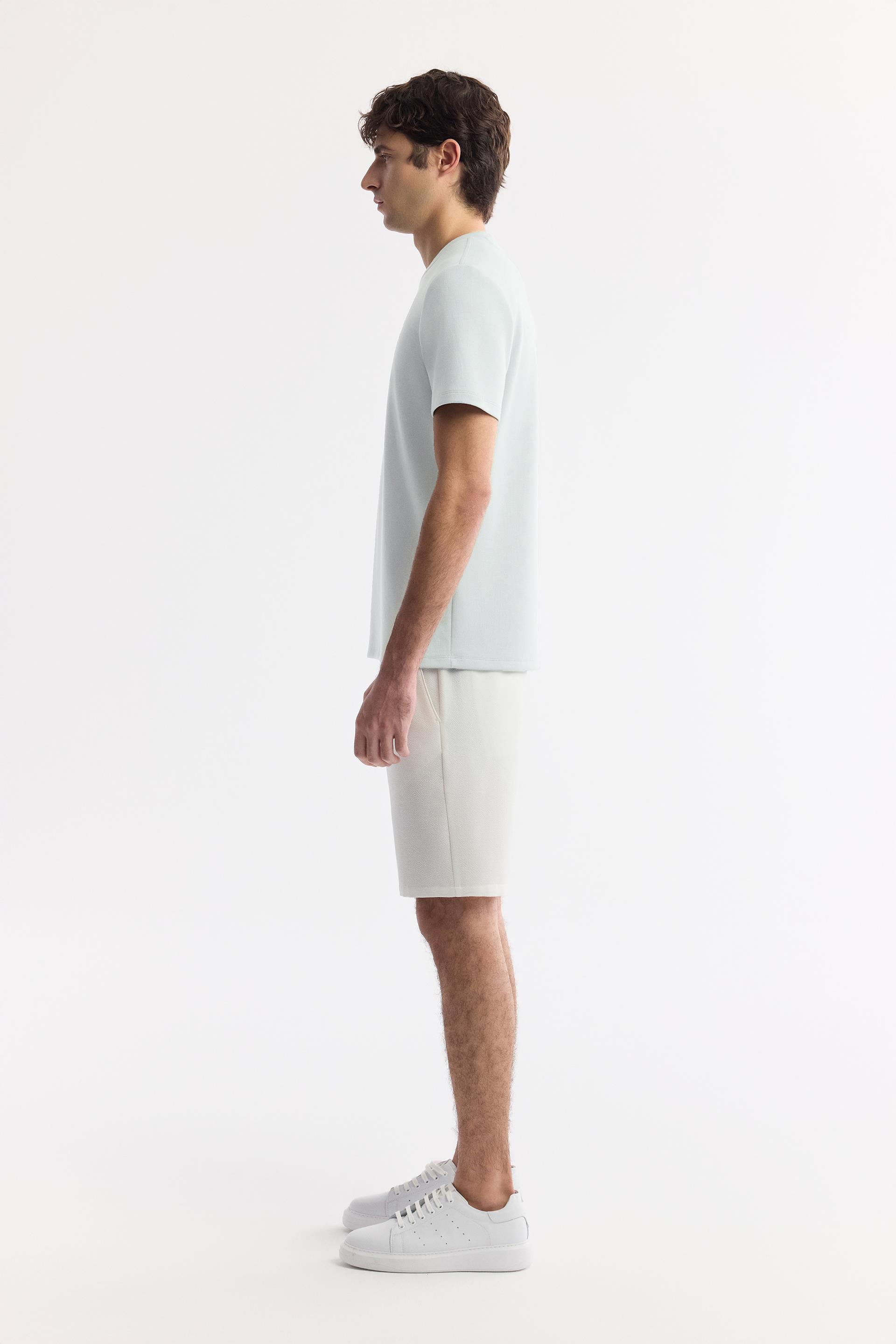 AVVA Mint Yeşil Bisiklet Yaka Reflektörlü Bi-Stretch İnterlok T-Shirt görsel 3