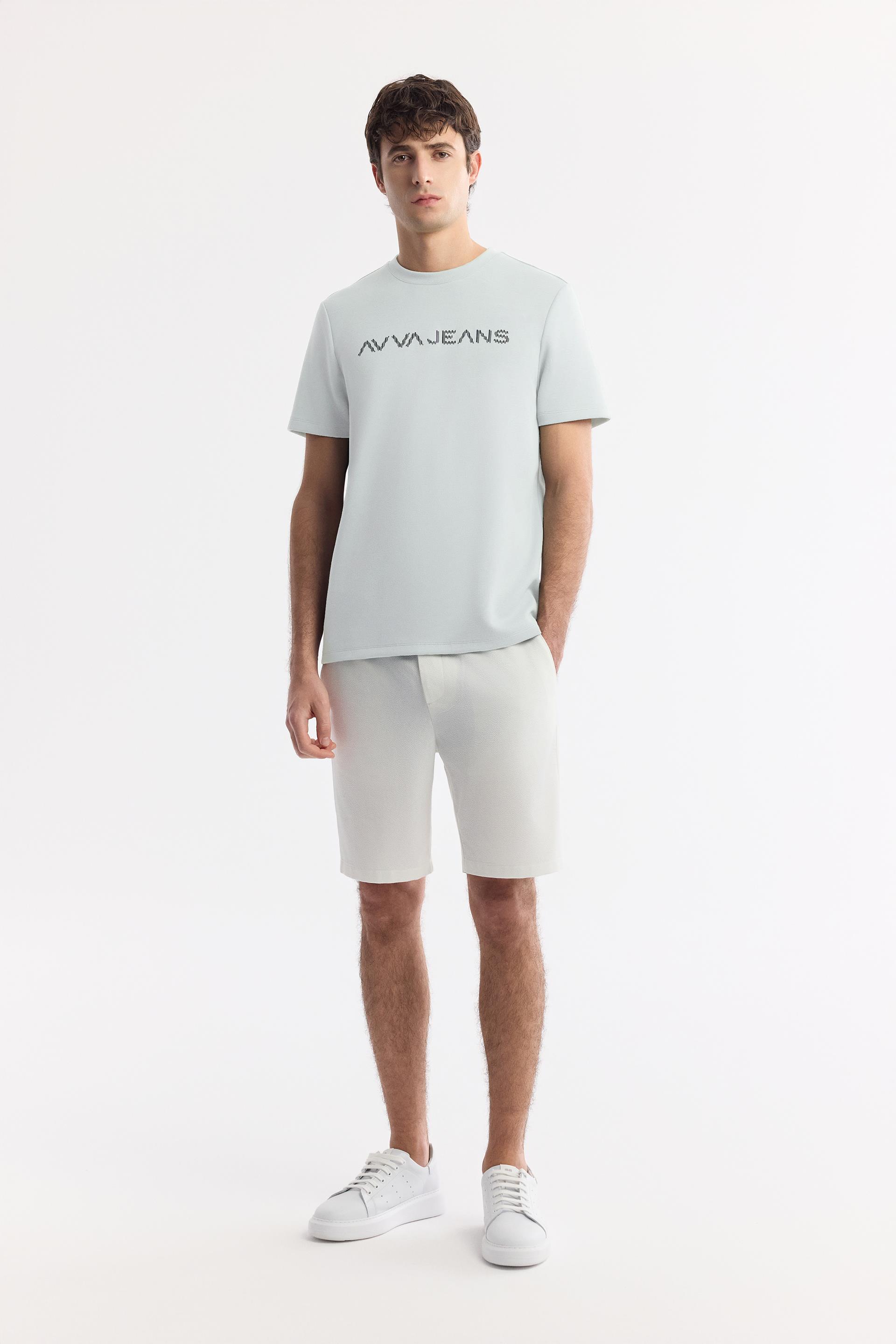 AVVA Mint Yeşil Bisiklet Yaka Reflektörlü Bi-Stretch İnterlok T-Shirt görsel 5