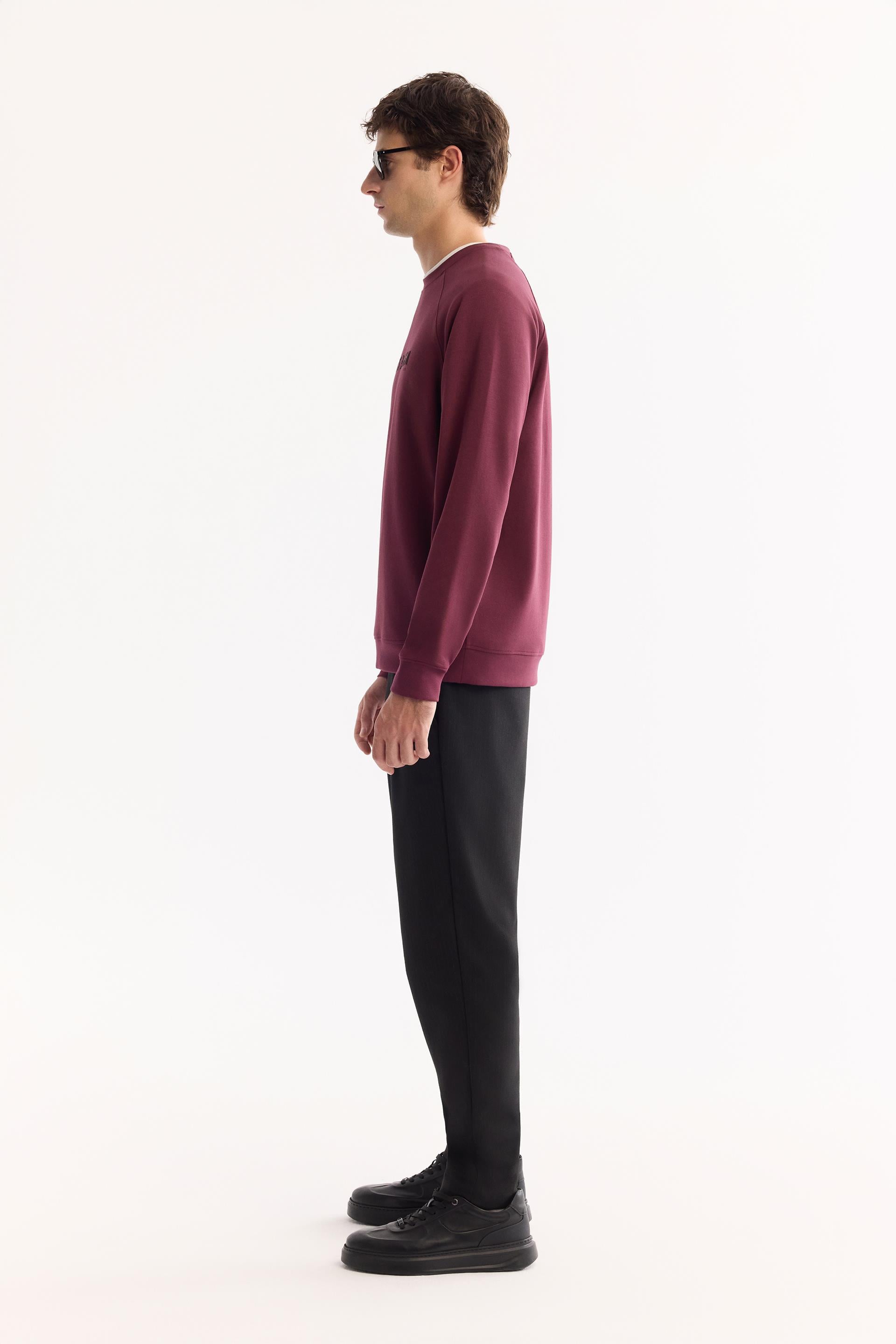 AVVA Mürdüm Bisiklet Yaka Kolay Ütülenen Bi-Stretch Baskılı Sweatshirt görsel 3