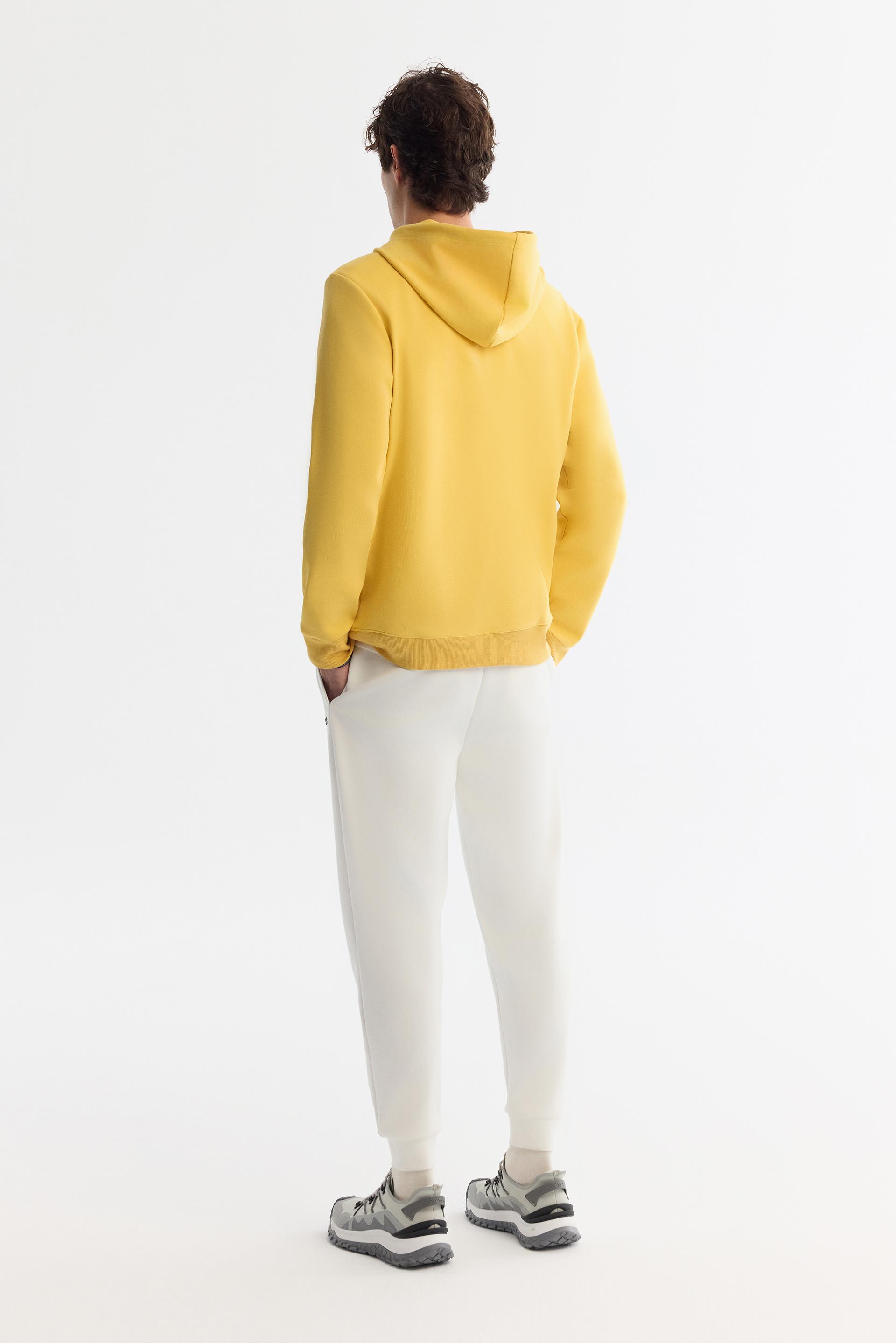 AVVA Sarı Kapüşonlu Pamuklu Baskılı Elastan Sweatshirt görsel 4