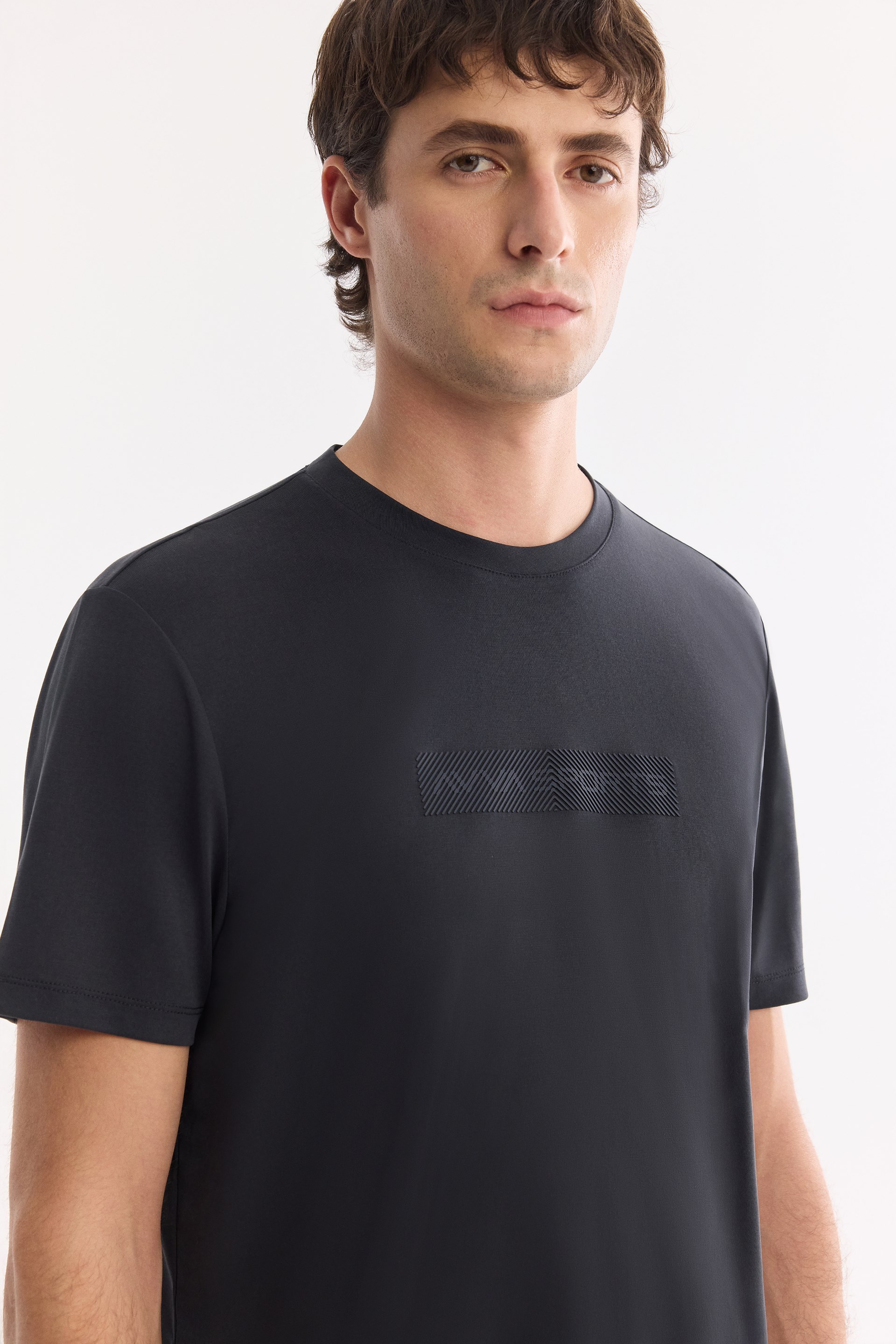 AVVA Siyah Bisiklet Yaka Modal Karışımlı Soft Touch T-Shirt görsel 2