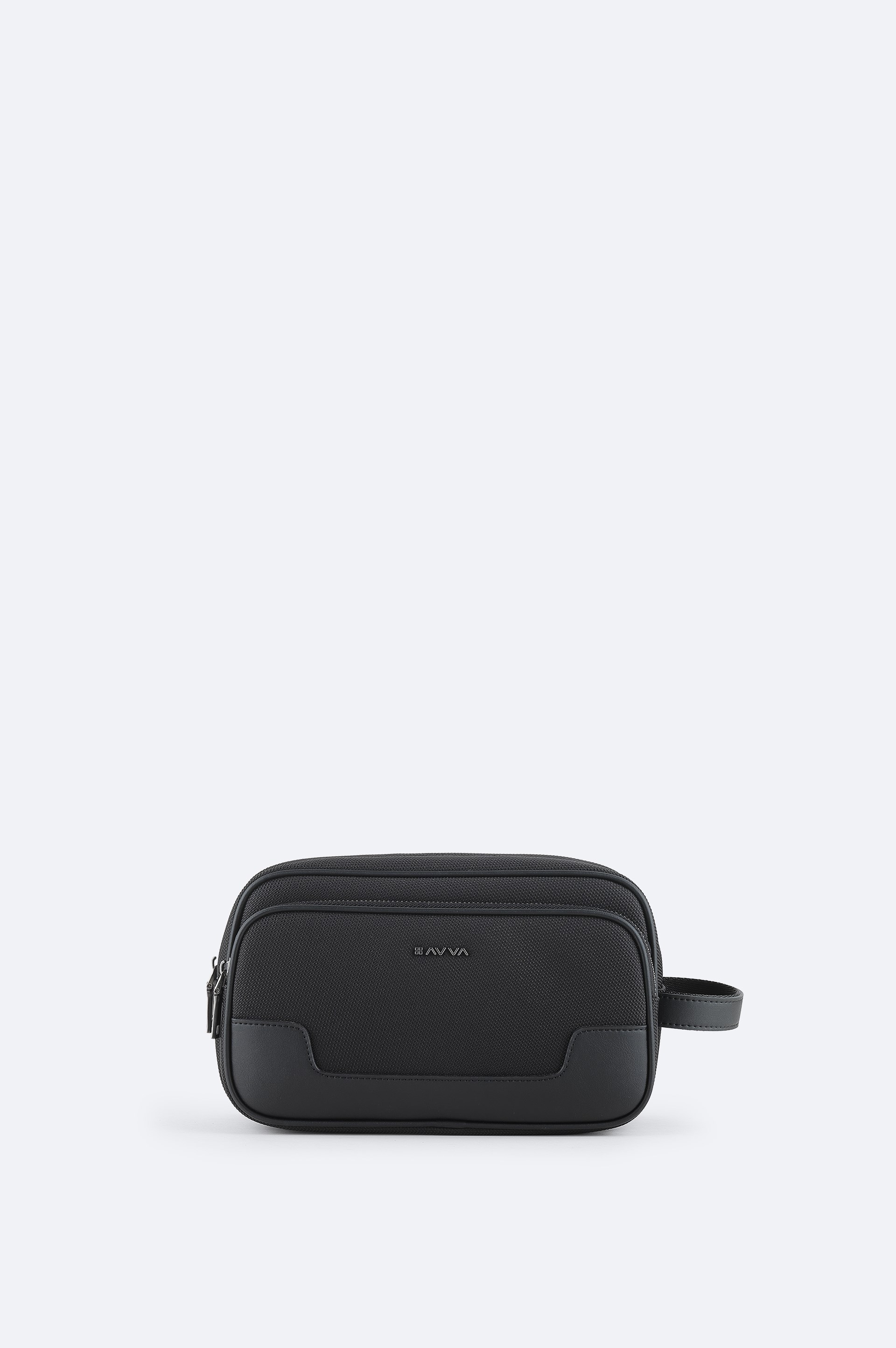 AVVA Siyah Deri Detaylı Bölmeli El Portföy ve Tıraş Çantası