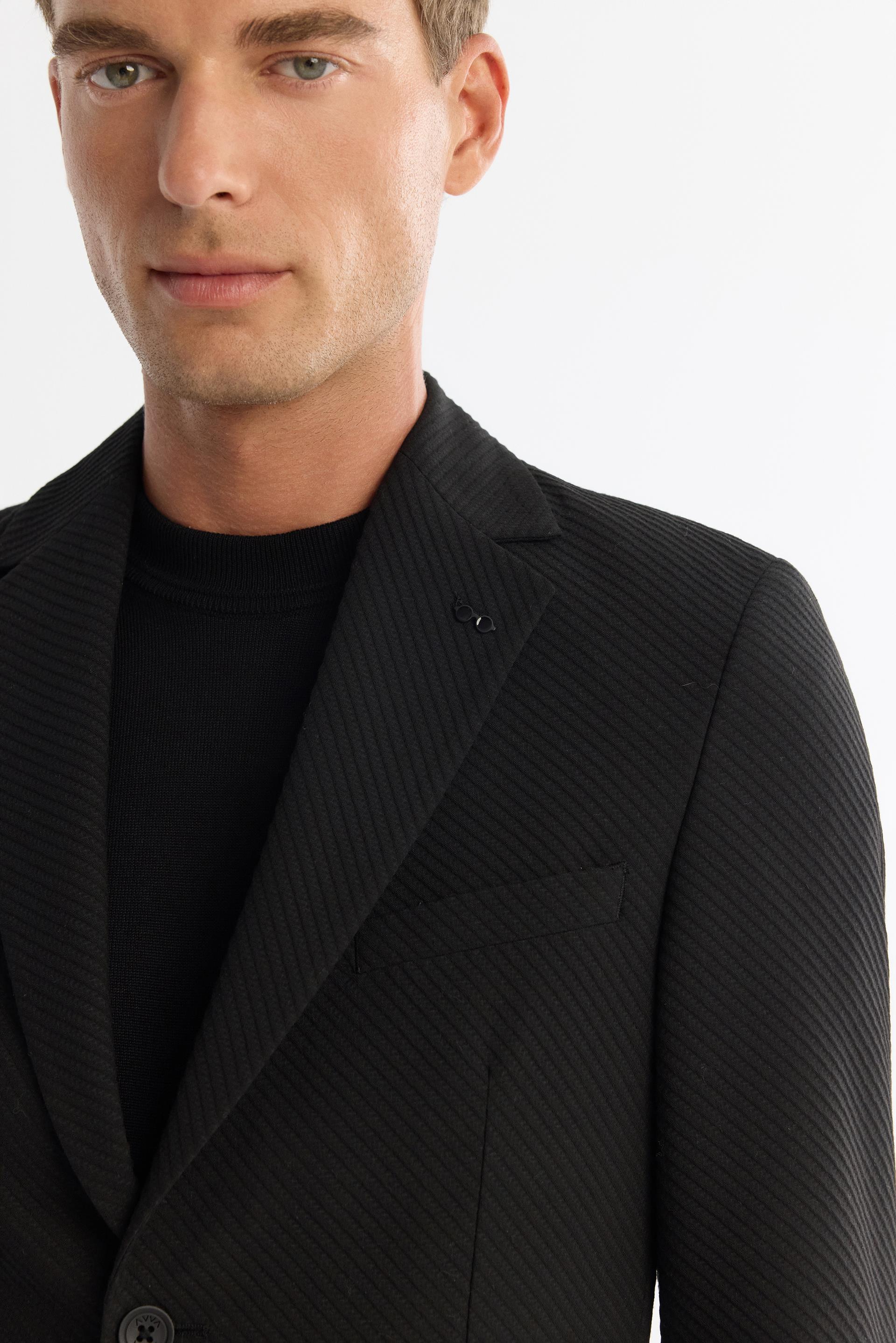 Siyah Mono Yaka Bi-Stretch Astarsız Blazer Ceket