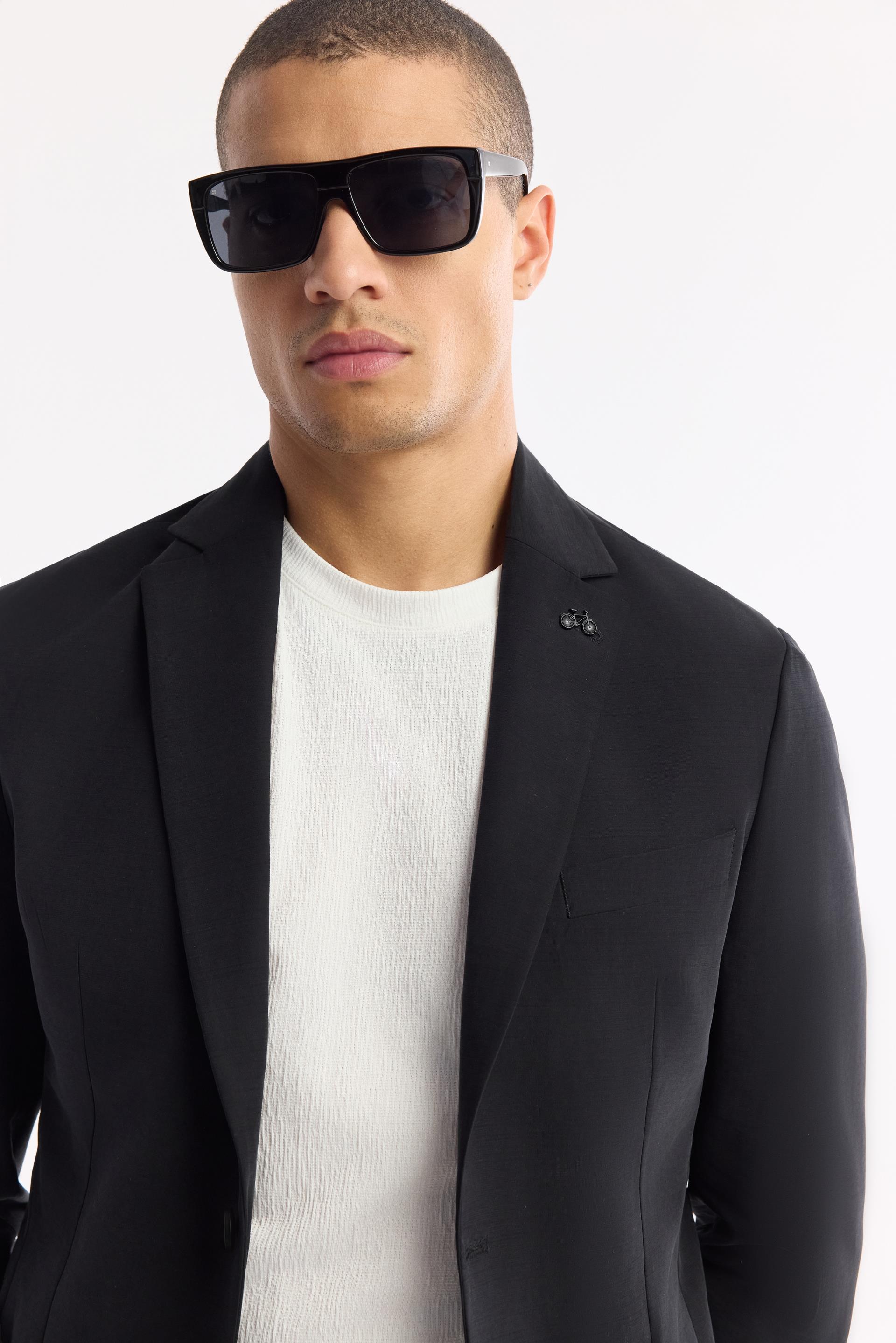 Siyah Mono Yaka Hafif Soft Touch Blazer Ceket