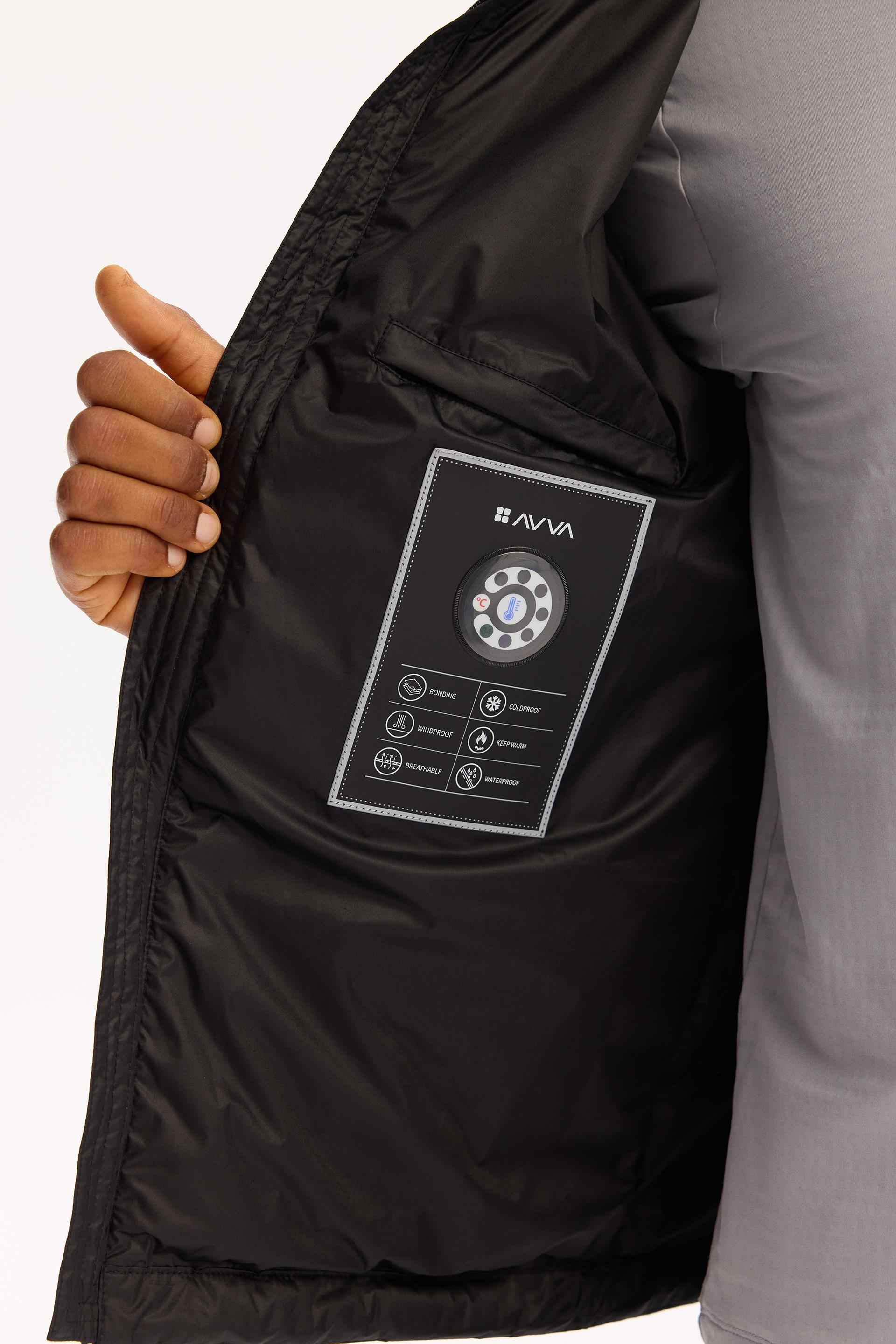 Siyah Dik Yaka Su İtici Rüzgar Geçirmez Şişme Mont