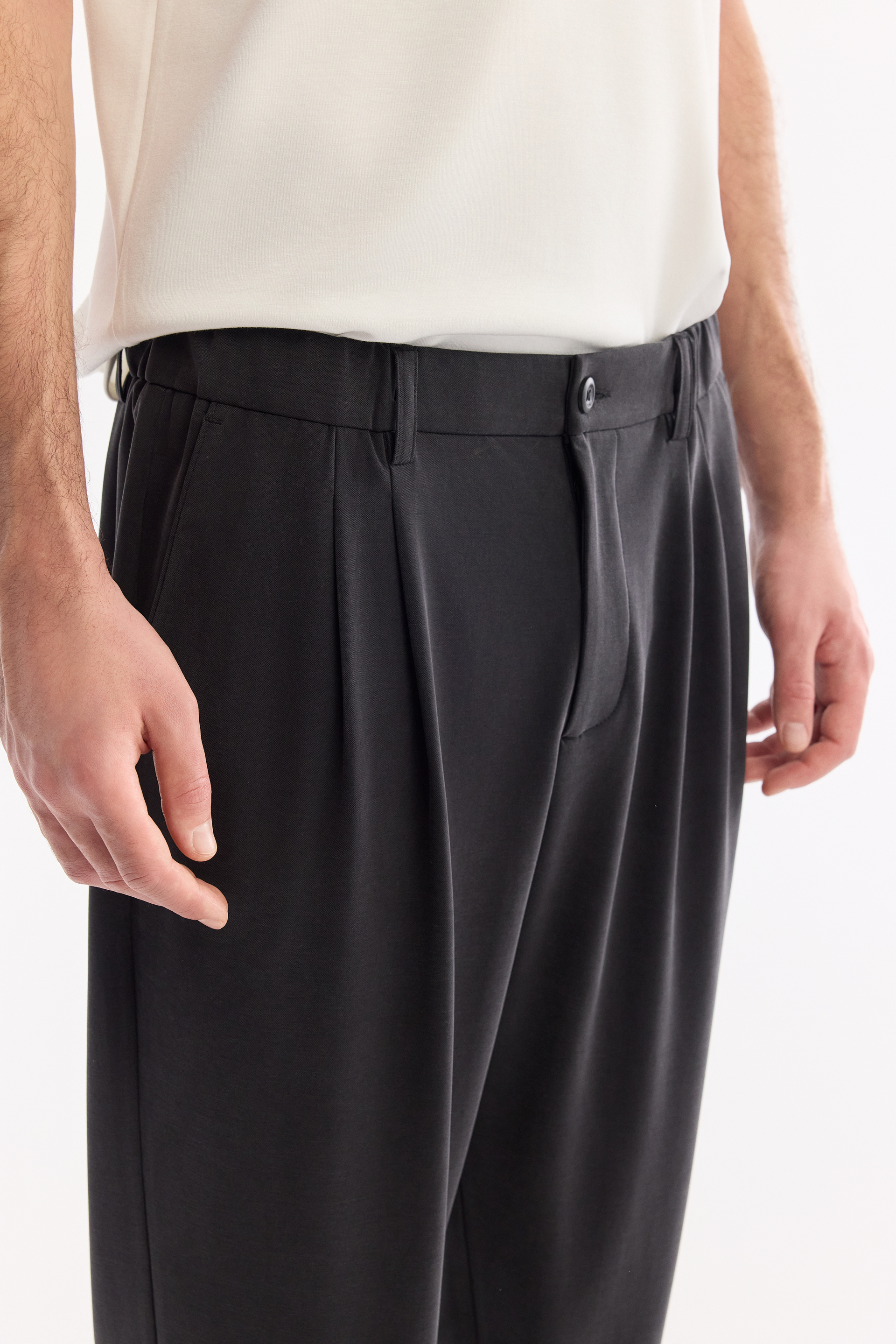 AVVA Siyah Yanı Lastikli Soft Touch Elastan Chino Pantolon görsel 5