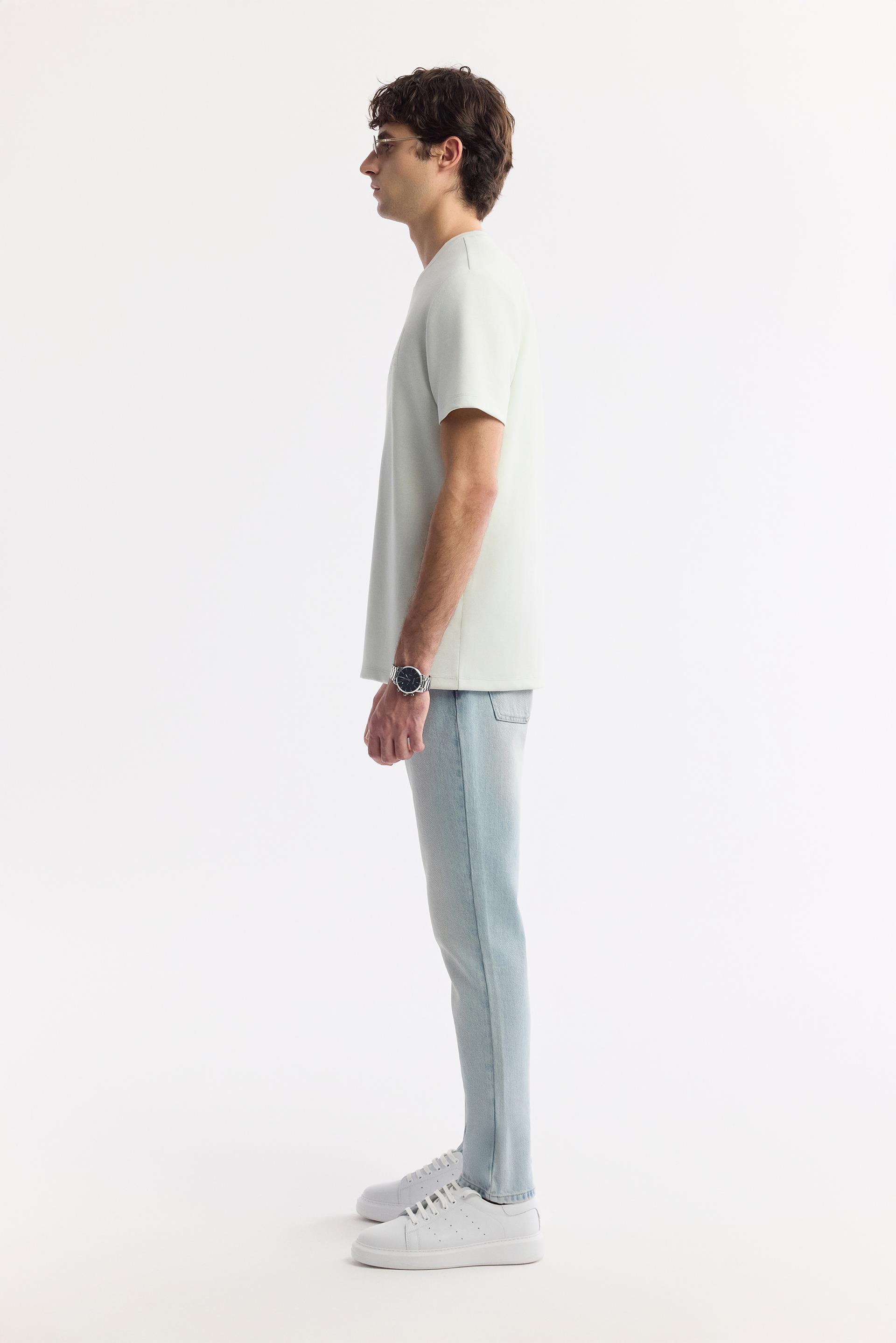 AVVA Su Yeşili Bisiklet Yaka Baskılı Bi-Stretch İnterlok T-Shirt görsel 3