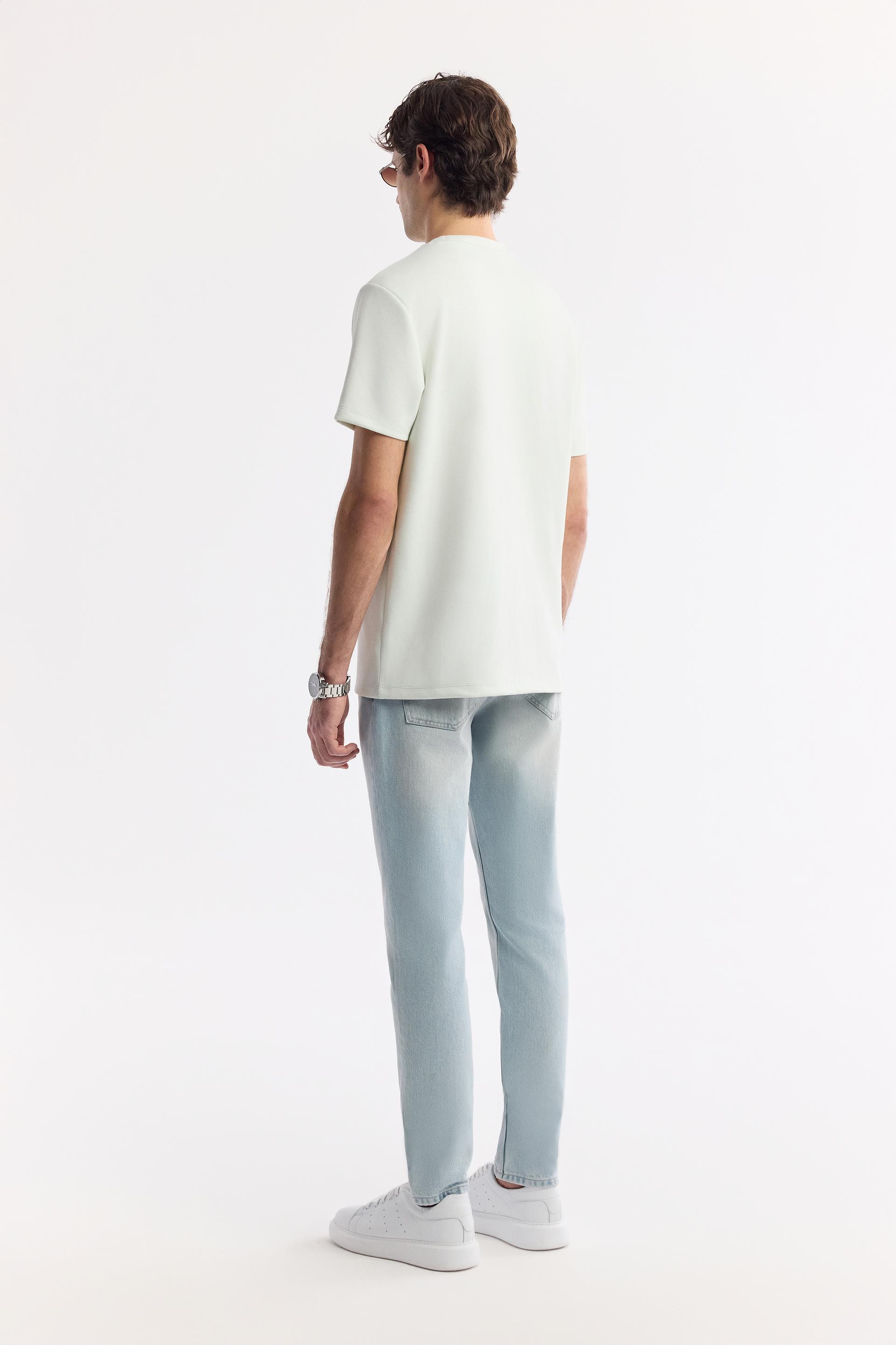 AVVA Su Yeşili Bisiklet Yaka Baskılı Bi-Stretch İnterlok T-Shirt görsel 4