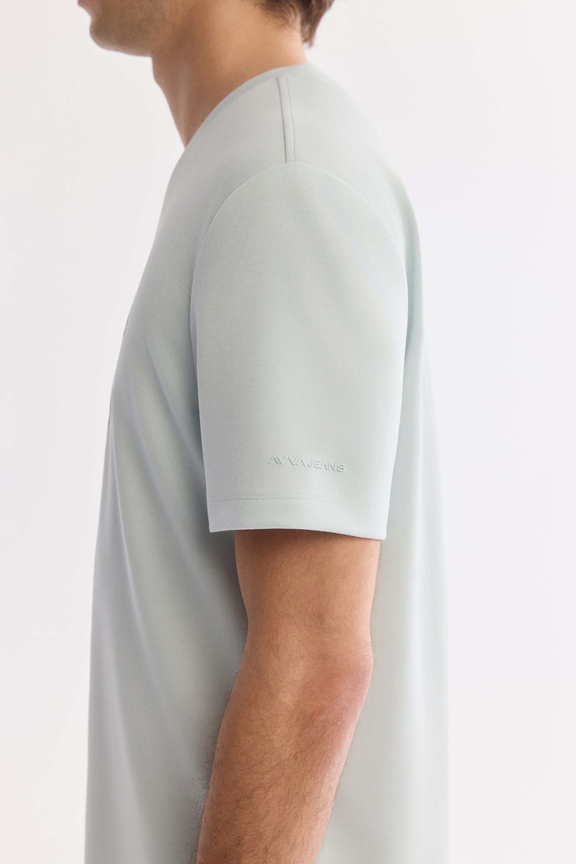 AVVA Su Yeşili Bisiklet Yaka Baskılı Bi-Stretch İnterlok T-Shirt görsel 3