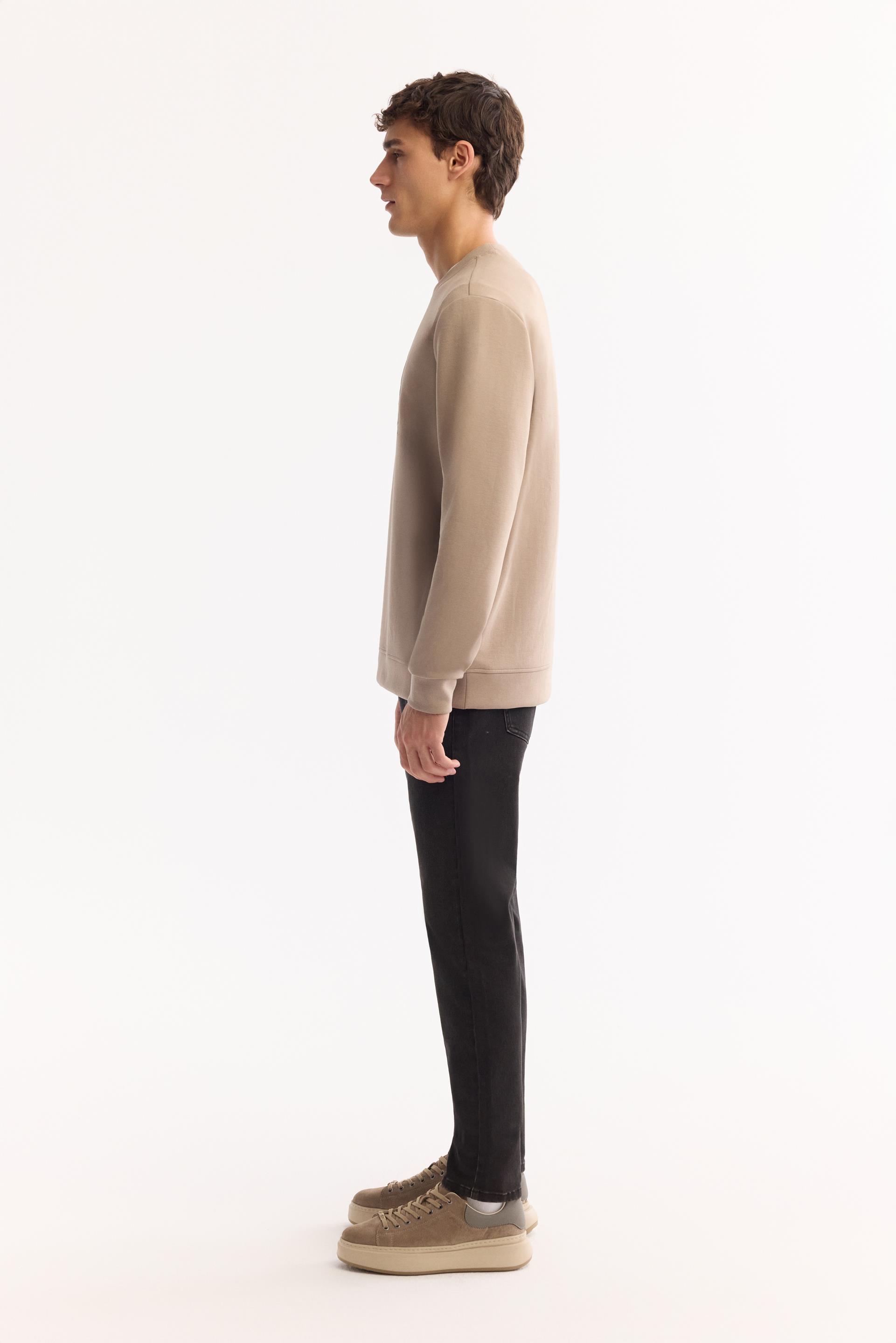 AVVA Vizon Bisiklet Yaka Kolay Ütülenen Bi-Stretch Baskılı Sweatshirt görsel 3