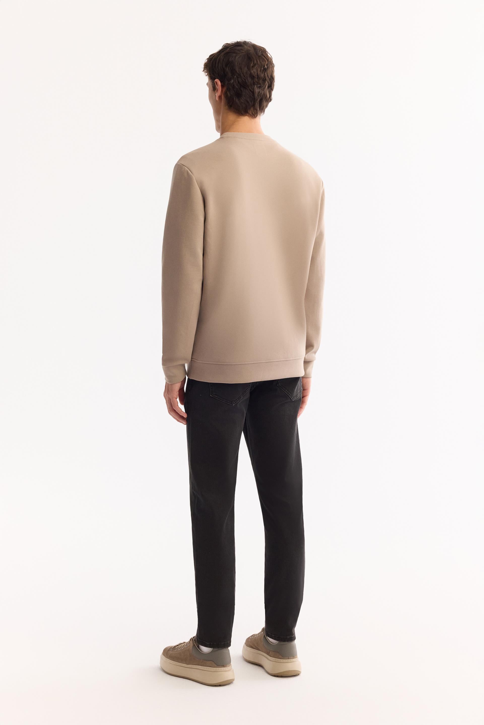 AVVA Vizon Bisiklet Yaka Kolay Ütülenen Bi-Stretch Baskılı Sweatshirt görsel 4