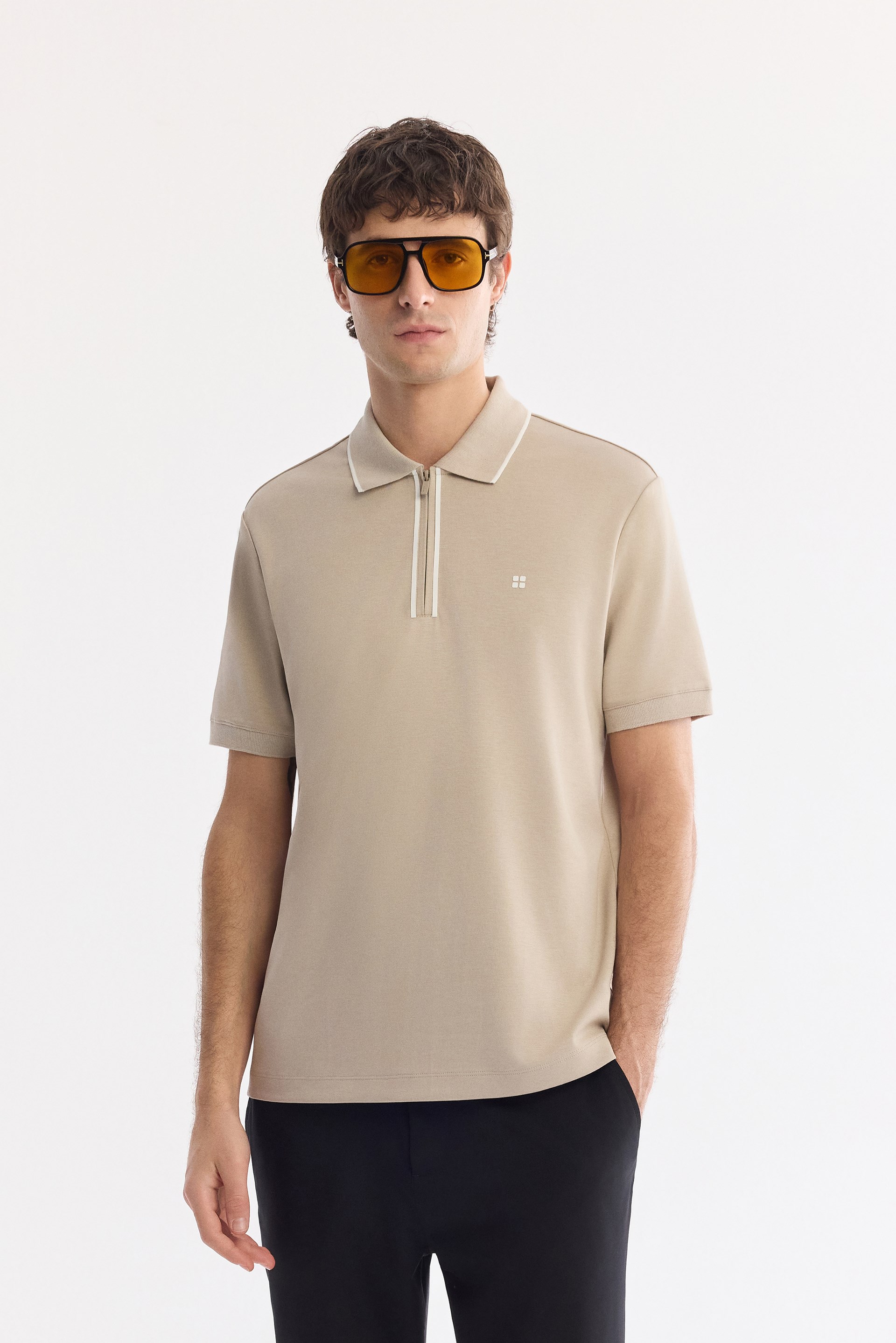 AVVA Vizon Kıvrılmaz Polo Yaka Fermuarlı Bi-Stretch İnterlok T-Shirt