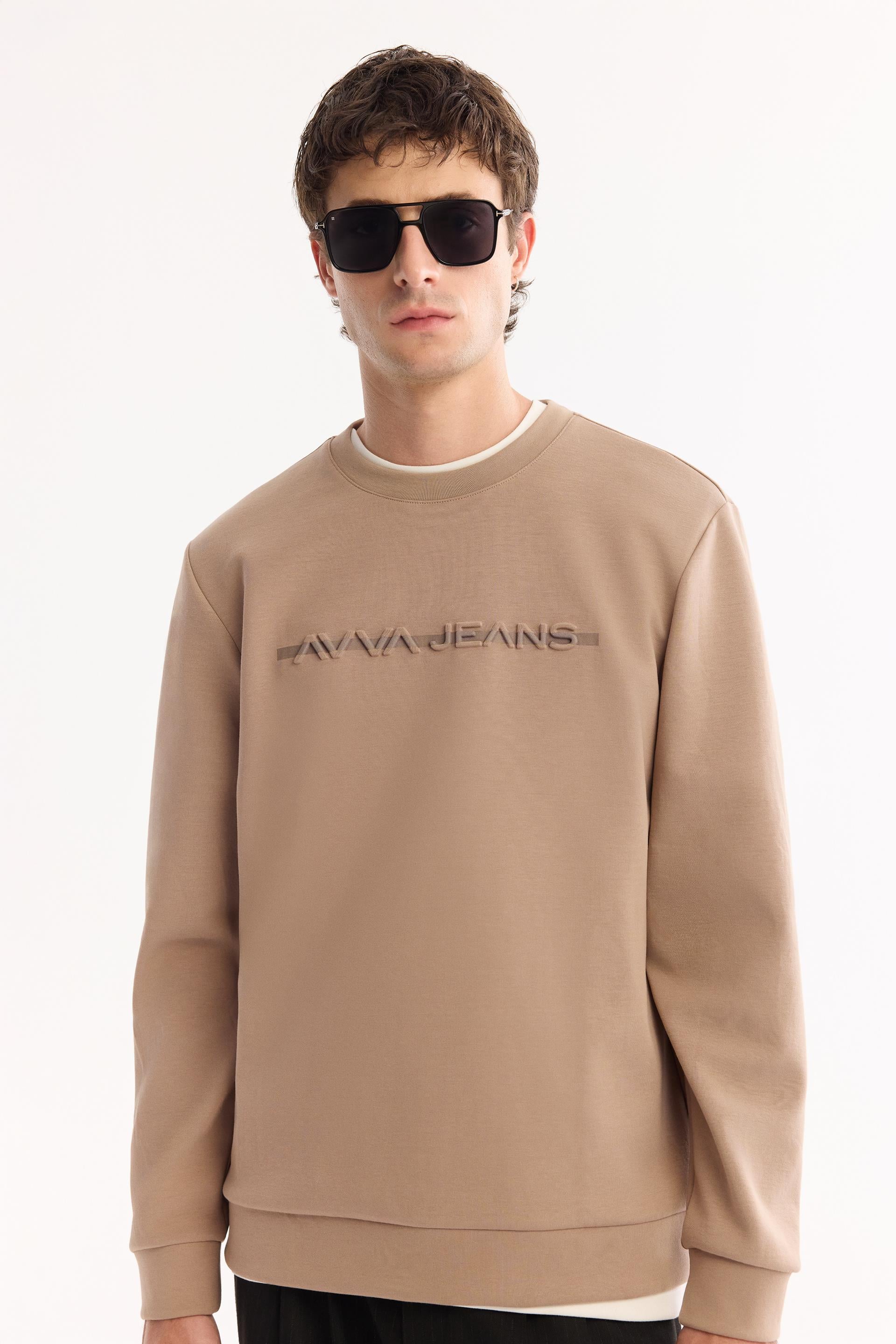 AVVA Vizon Bisiklet Yaka Kolay Ütülenen Bi-Stretch Baskılı Sweatshirt görsel 5