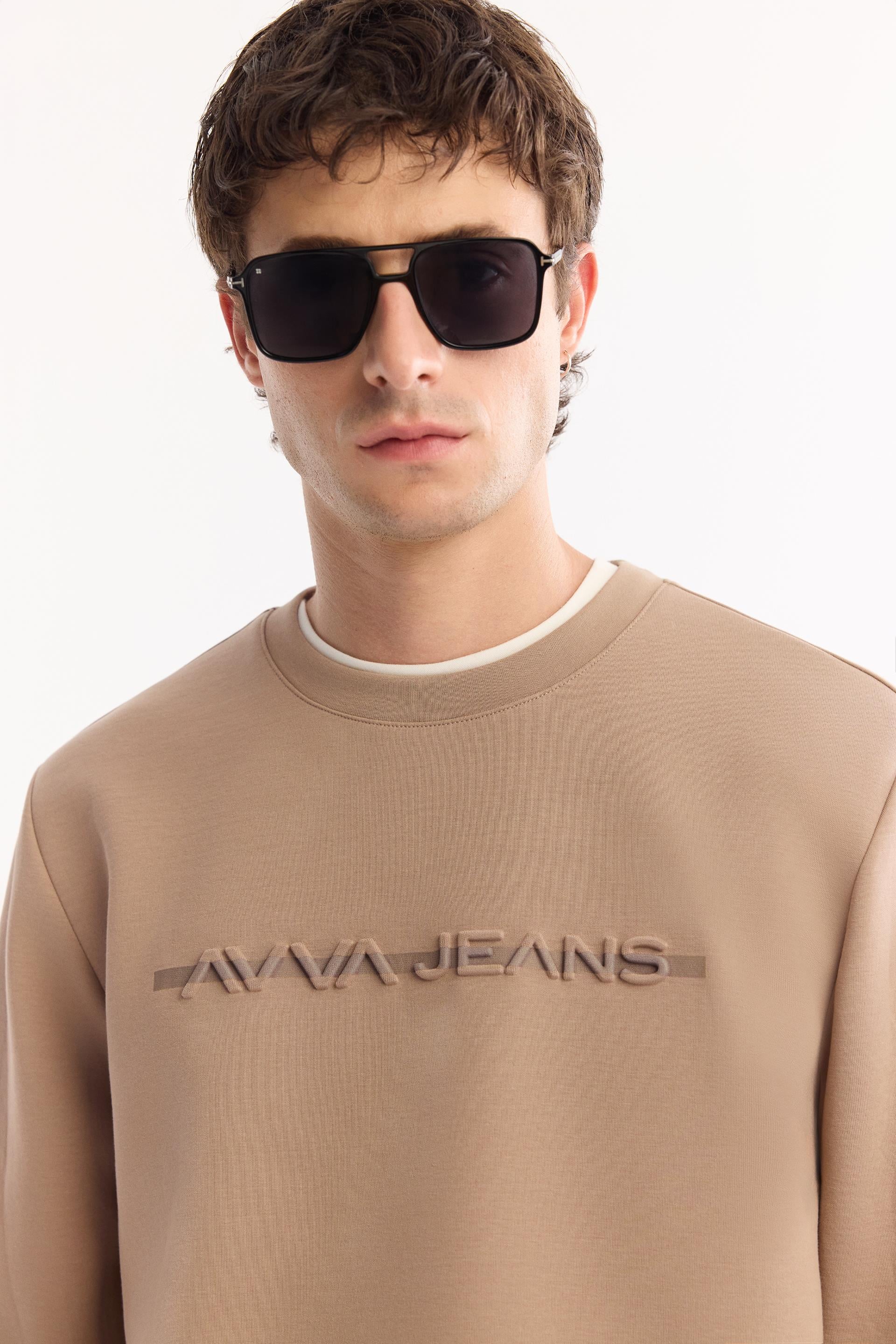 AVVA Vizon Bisiklet Yaka Kolay Ütülenen Bi-Stretch Baskılı Sweatshirt görsel 2