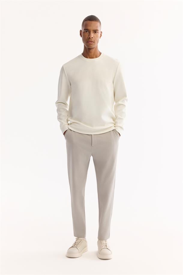 Açık Gri Klasik Bel Pamuklu Pantolon