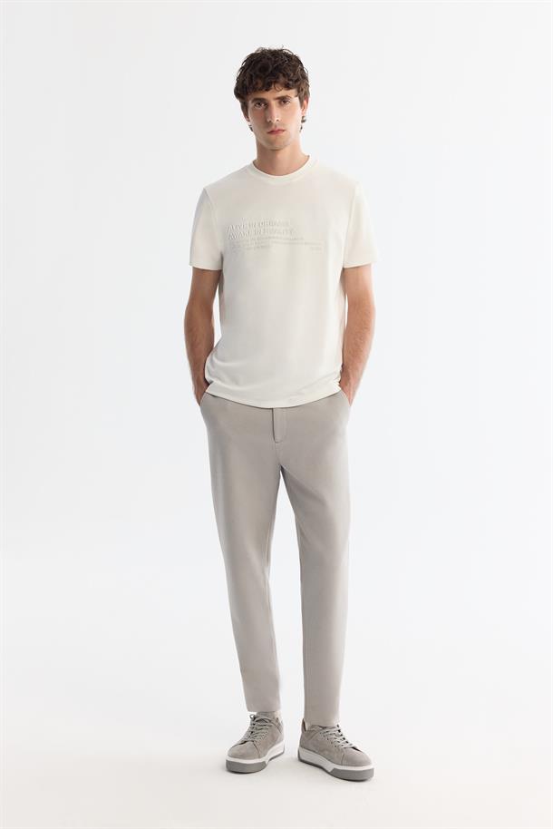 Açık Gri Klasik Bel Jersey Pamuklu Pantolon