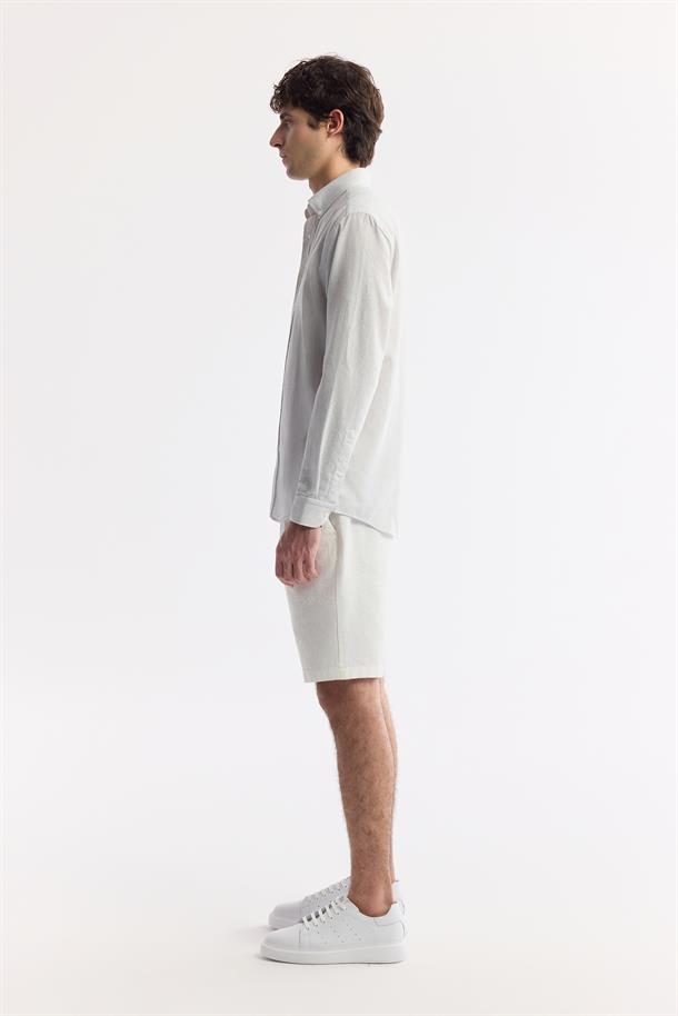 Açık Gri Düğmeli Yaka Pamuklu Kolay Ütülenen Gömlek